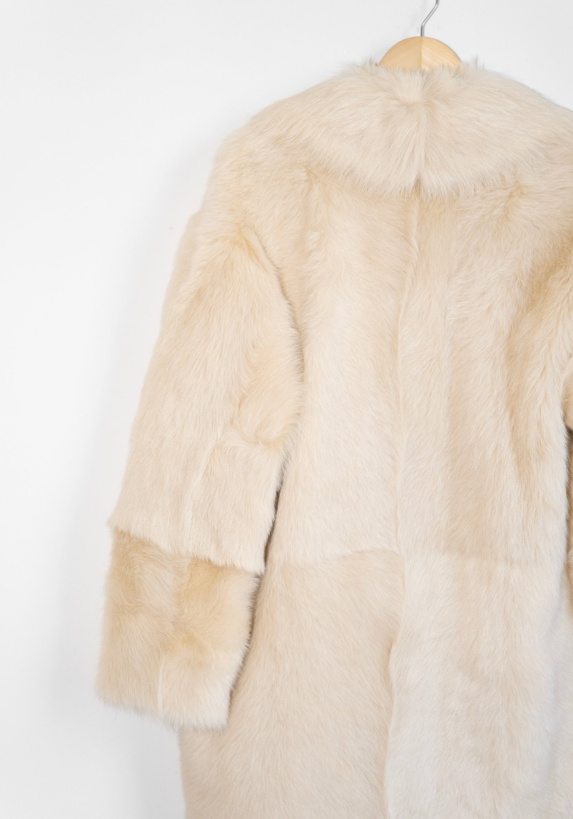 Ruben Mid Length Shearling Coat in Butter