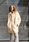 Ruben Mid Length Shearling Coat in Butter
