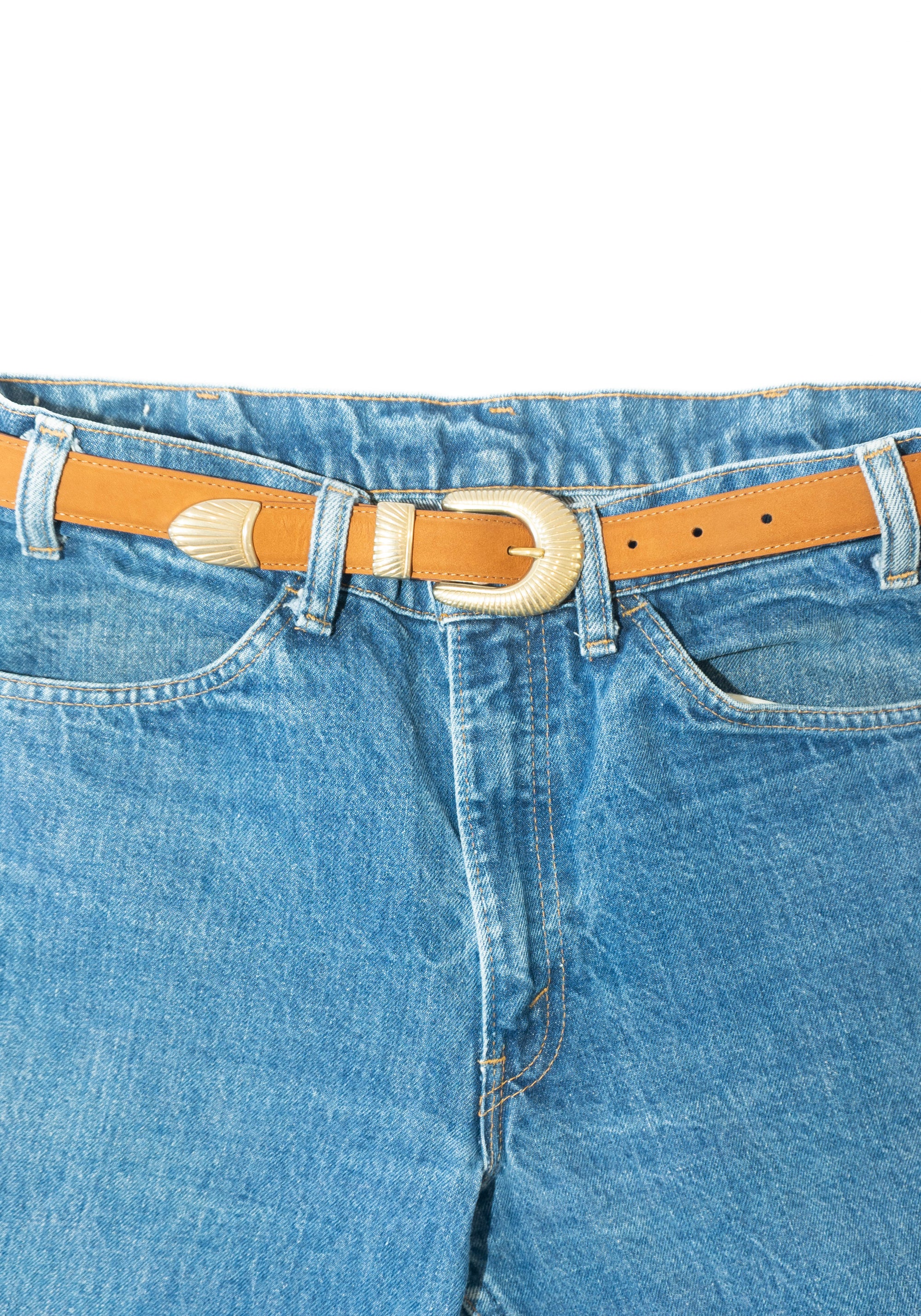 Maison Boinet Western Suede Brass Bucket Belt in Havana