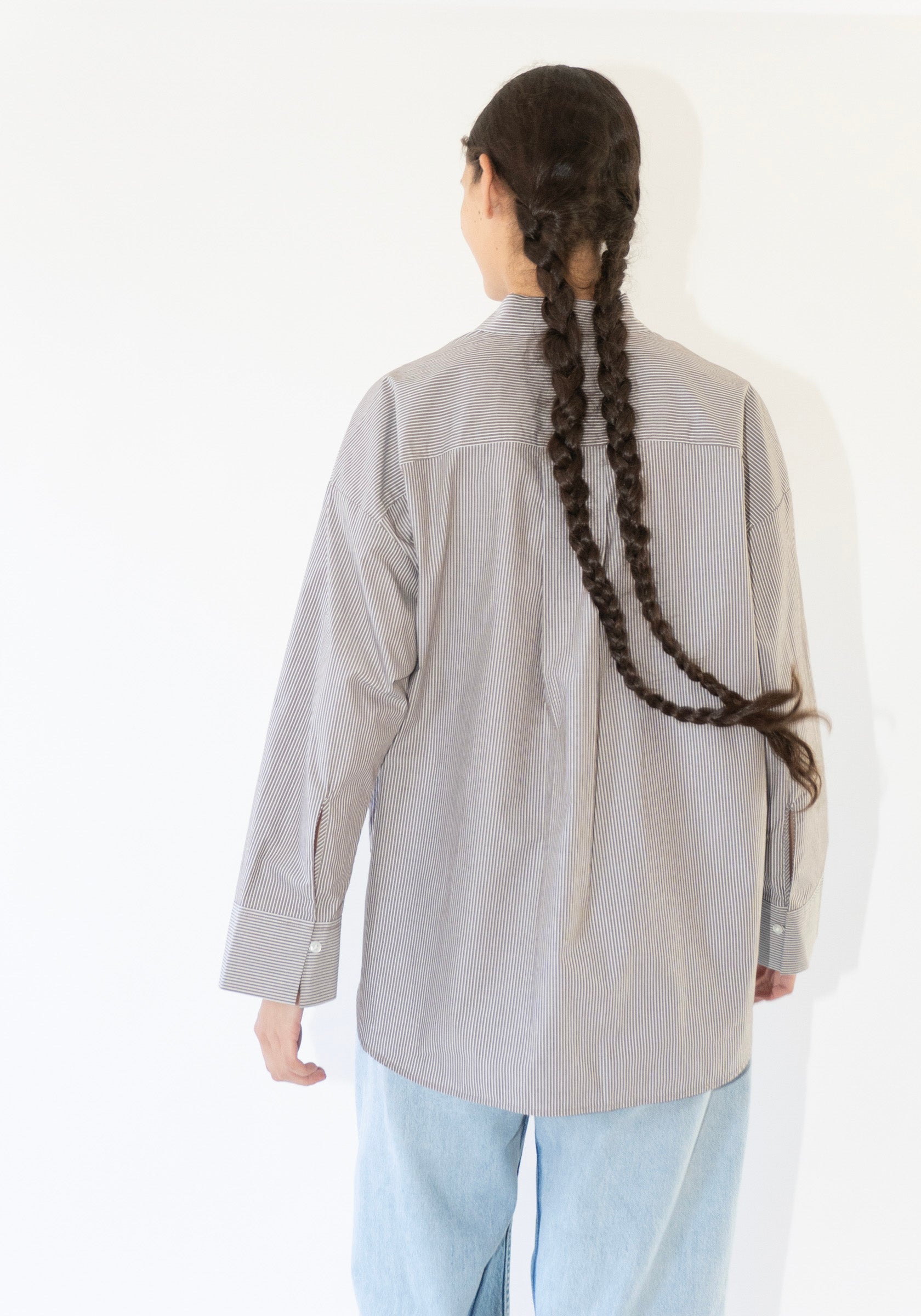 Malene Birger Derris Shirt in Thin Brown Stripe