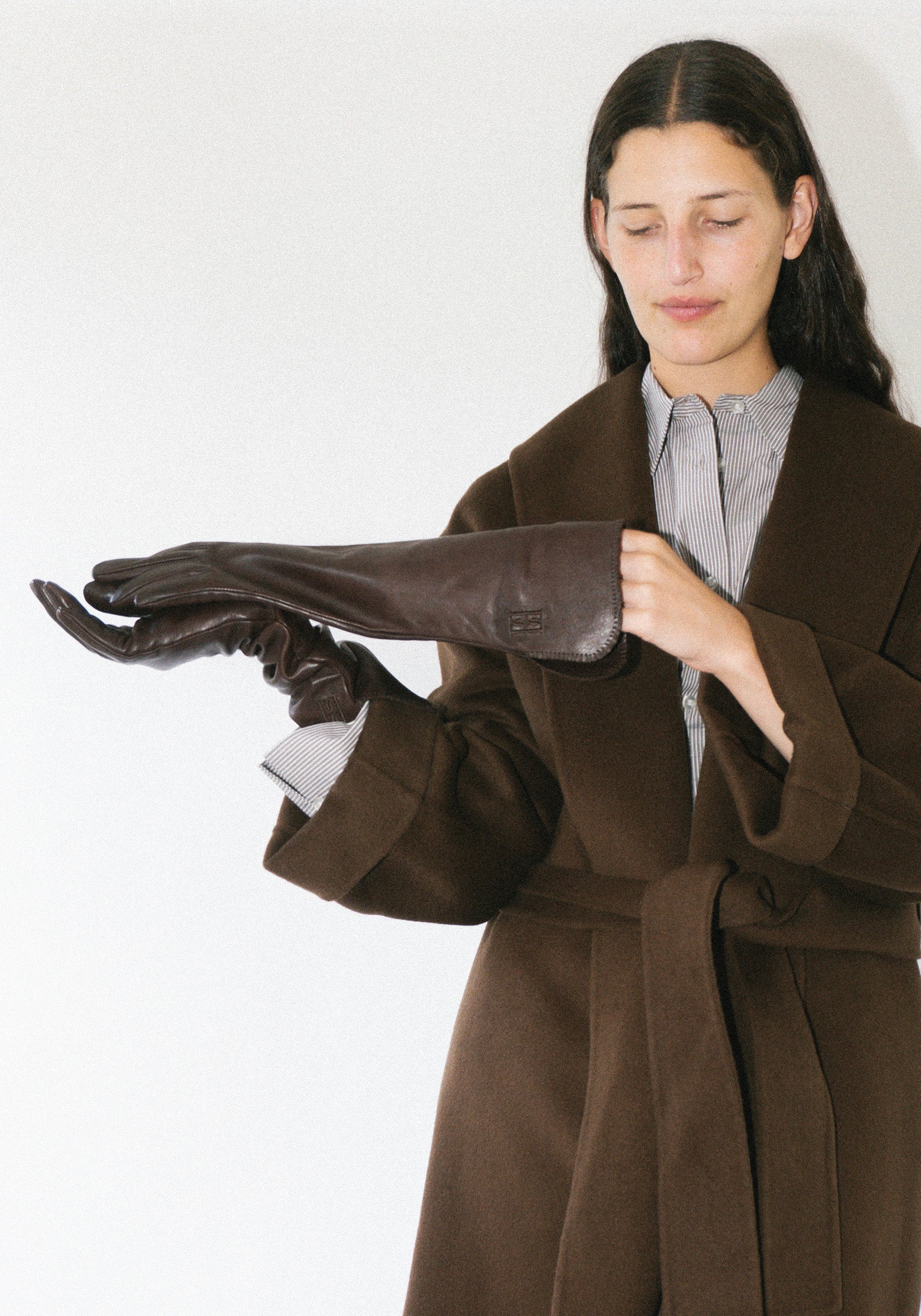 By Malene Birger Gemmi Long Leather Gloves in Brown
