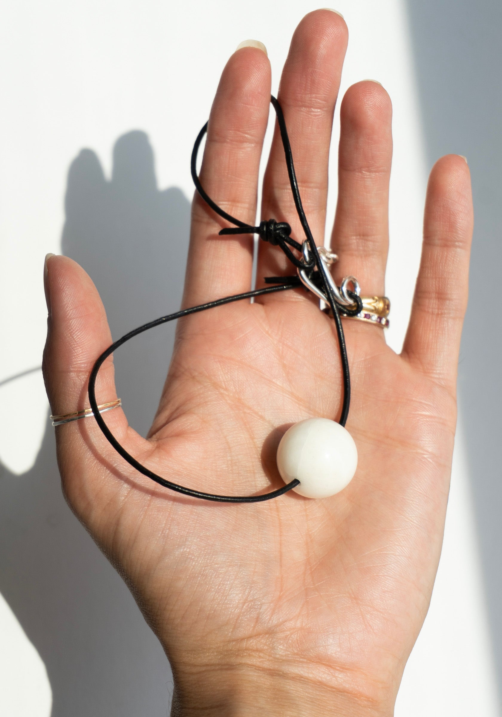 Sapir Bachar Shell Leather Choker in Silver