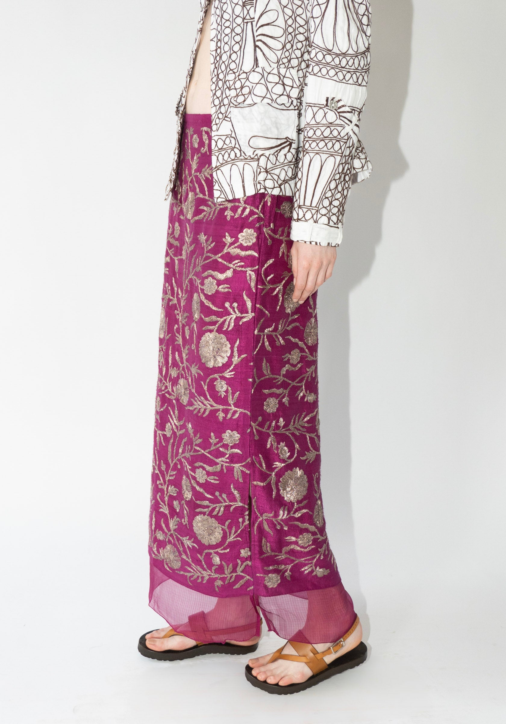 Kasab Slip Skirt with Kota in Magenta