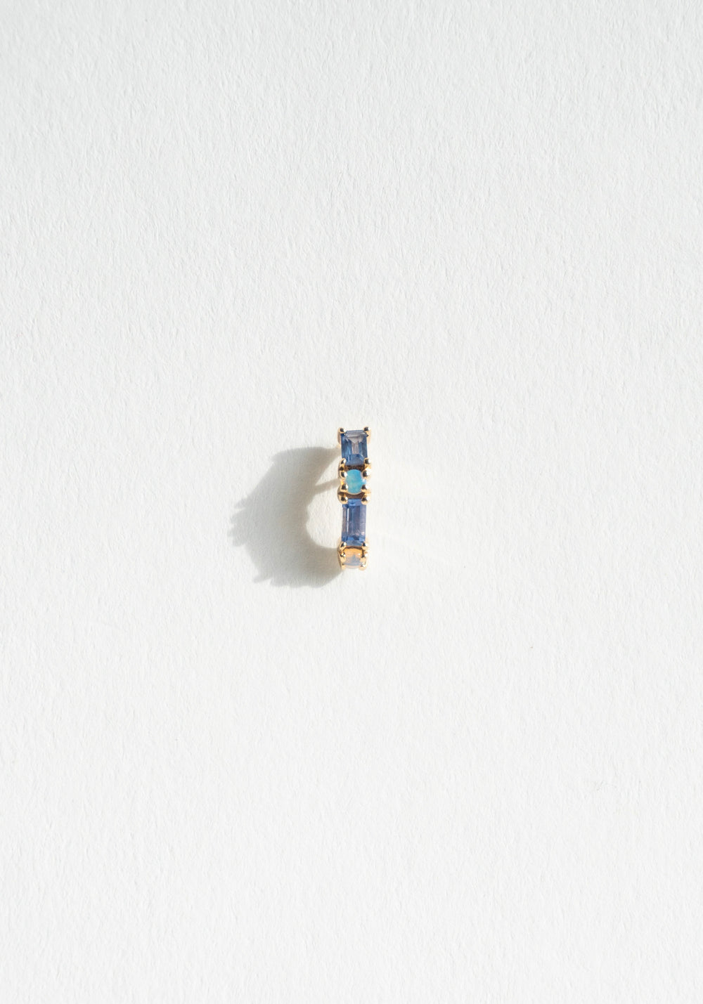 Wwake Sapphire & Opal Pillar Huggie Hoop Earring