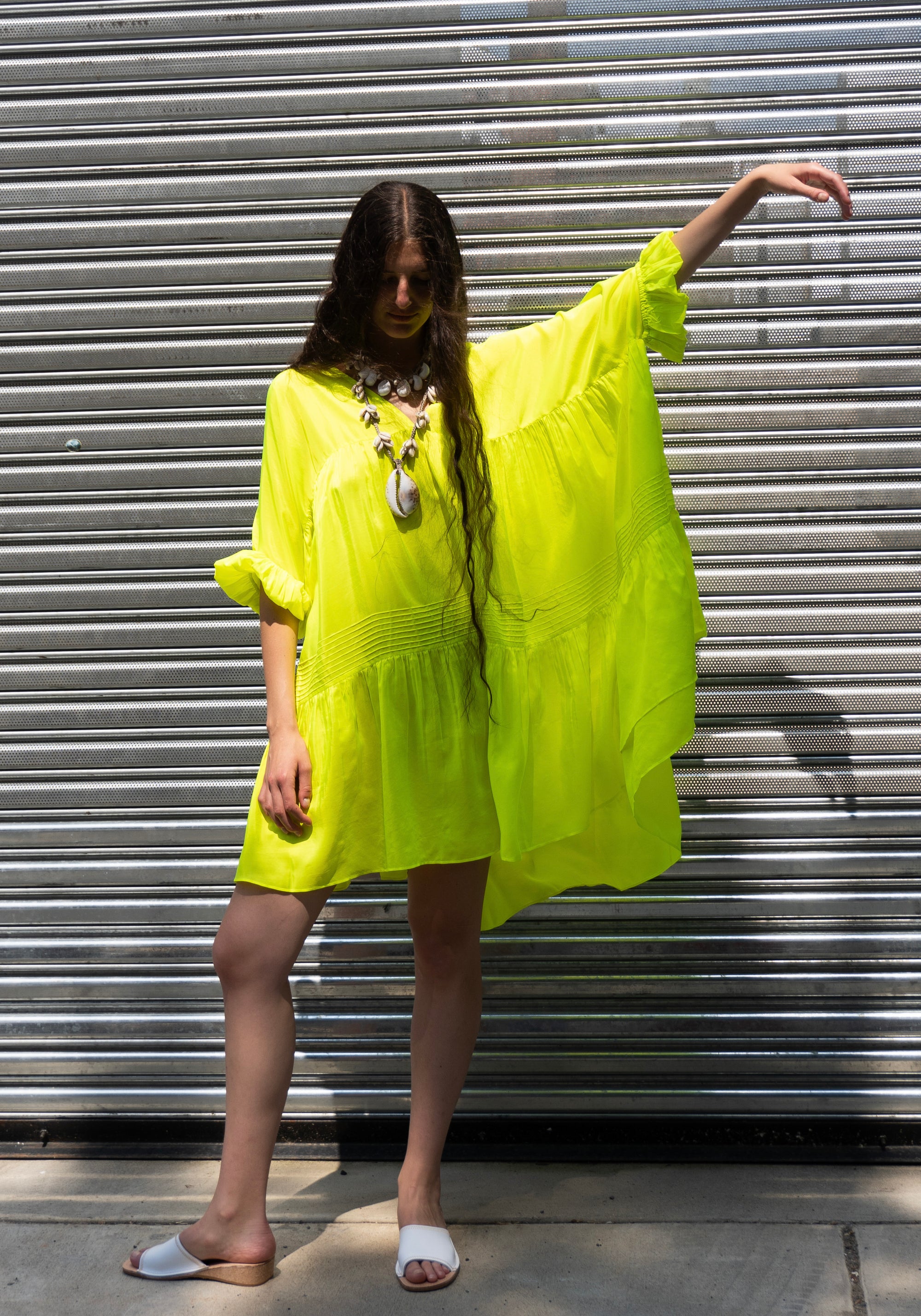 Anaak Airi Mini Dress in Fluoro Yellow