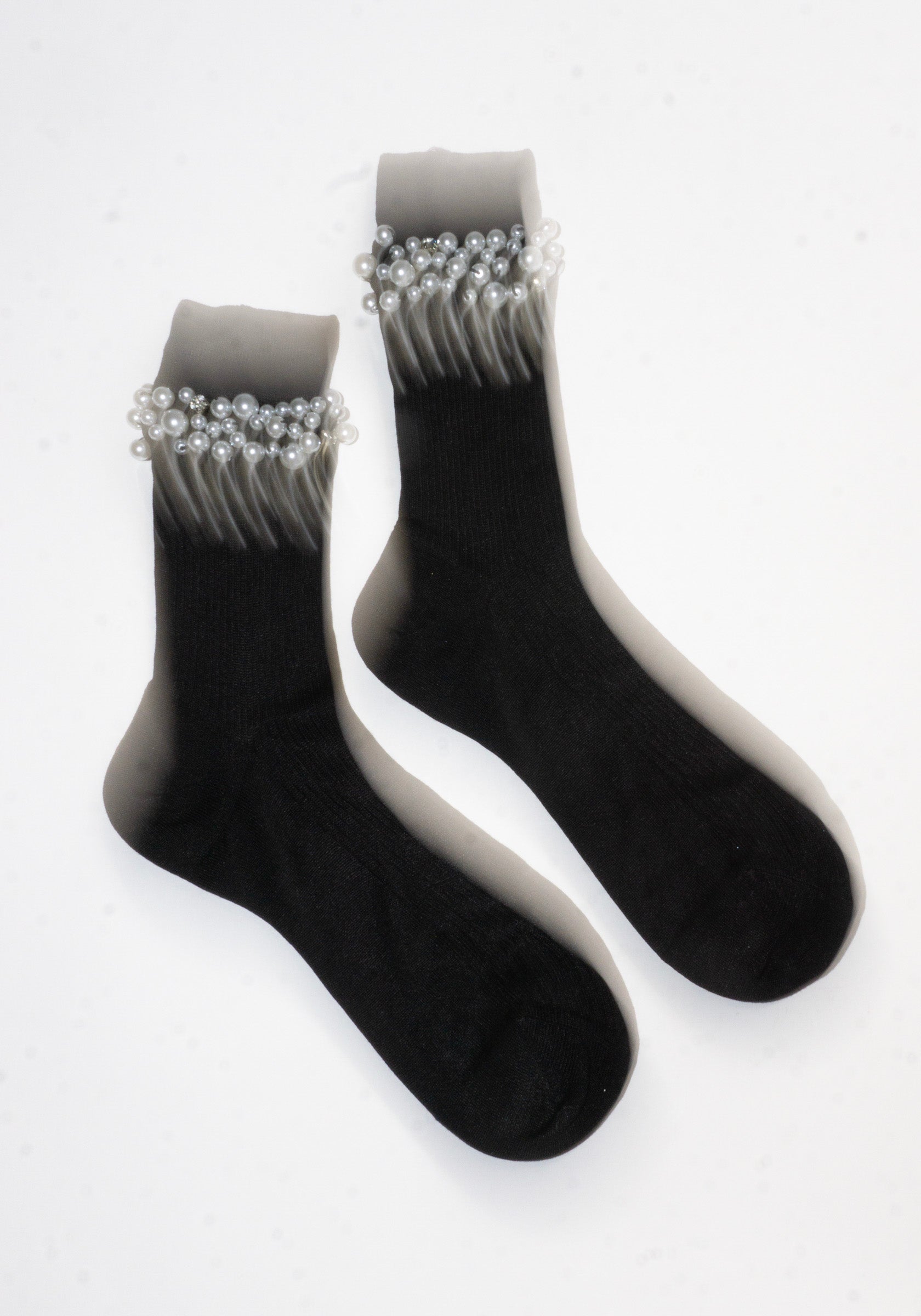 Maria La Rosa Pearl Beaded Sock in Black