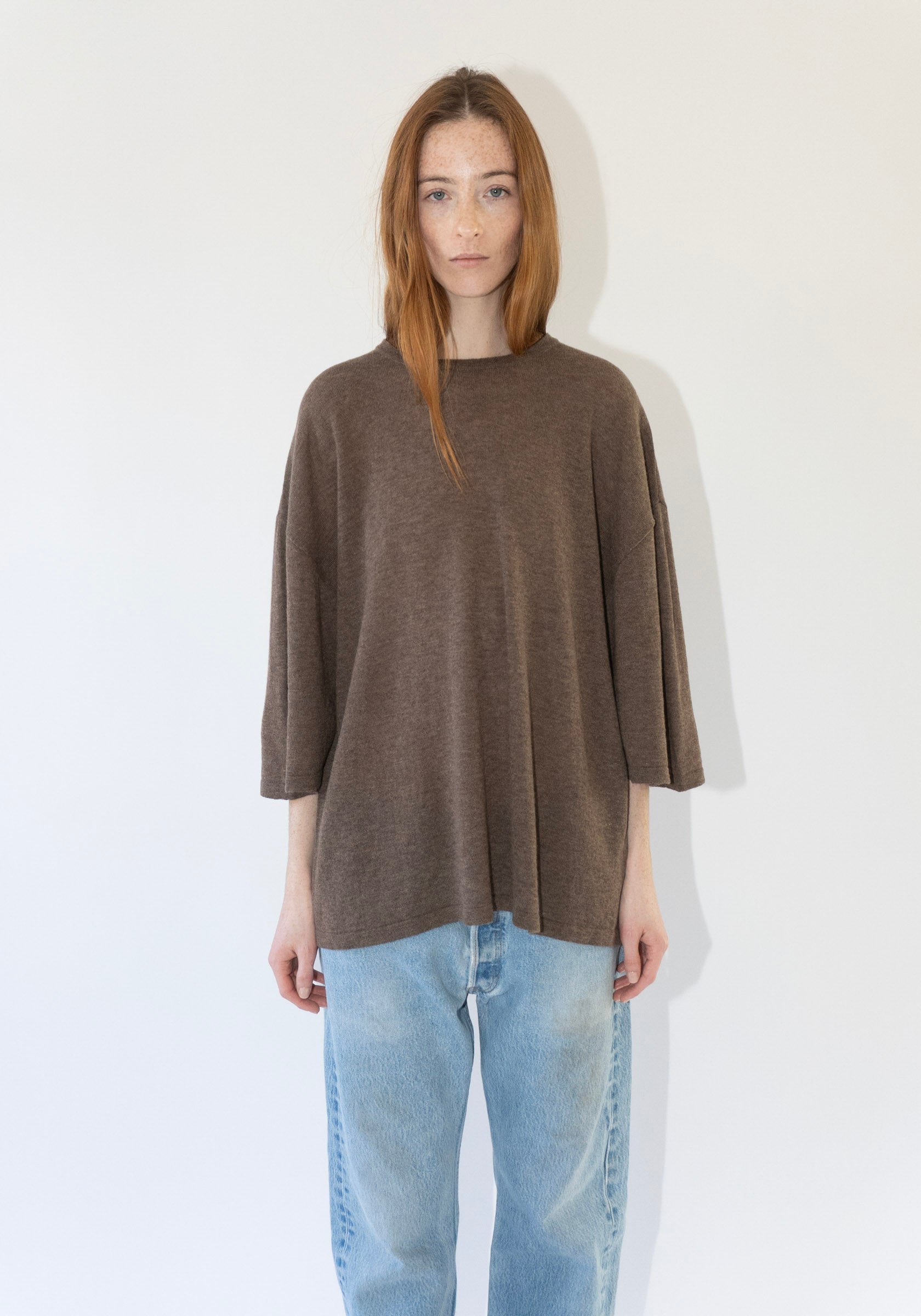 Cordera Merino Wool Oversized T-Shirt in Deep Taupe