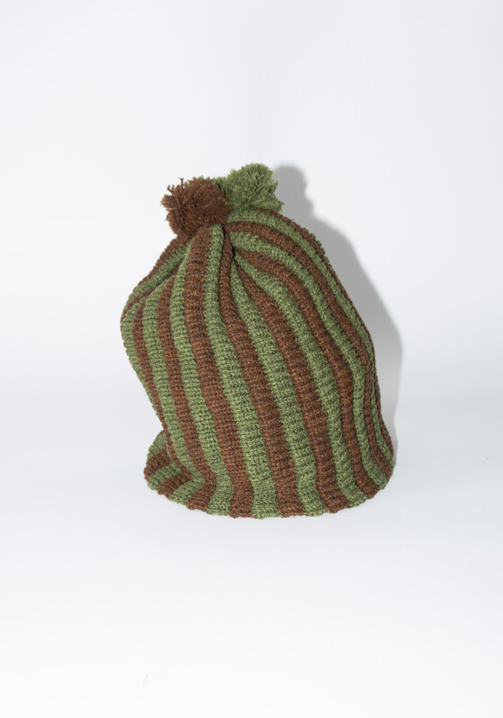 Cawley British Lambswool Stripe Pleat Hat in Tobacco and Dark Apple Stripe