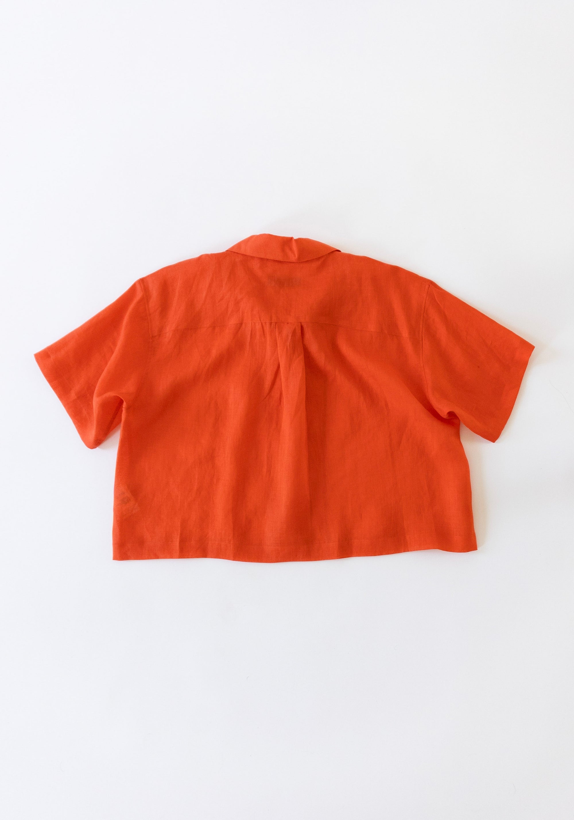 Sheer Cropped Shirt in Orange