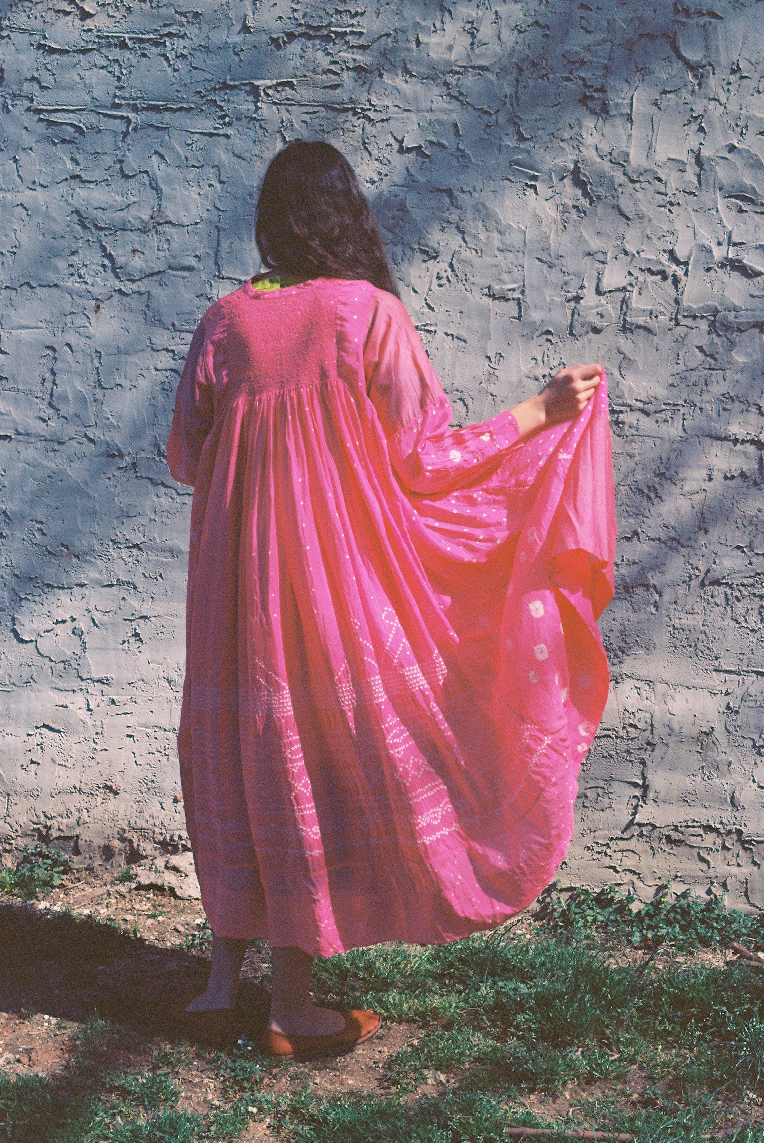 Bandhani Dress in Shocking Pink