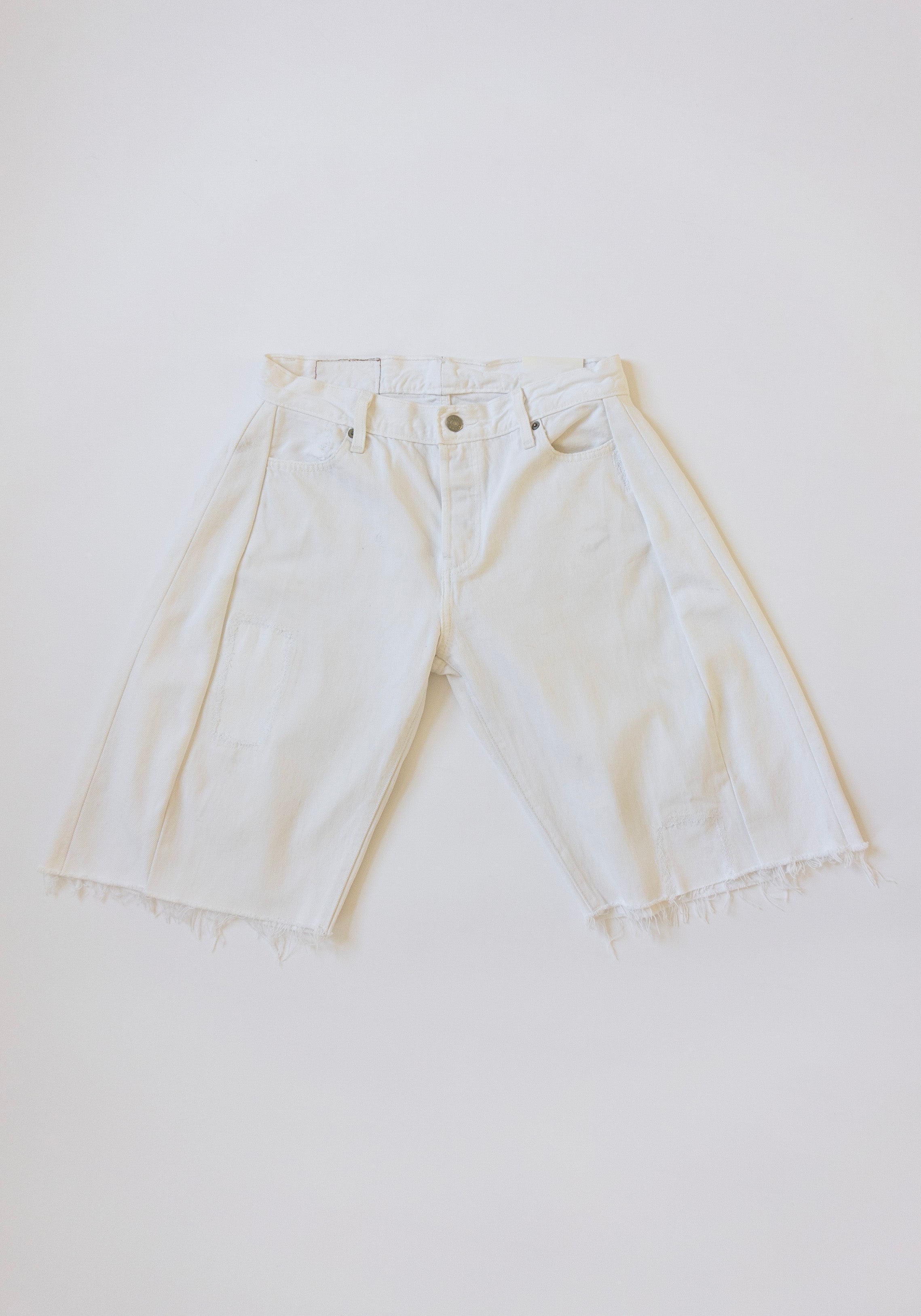 B Sides Vintage Lasso Jean Shorts in White VESTIGE