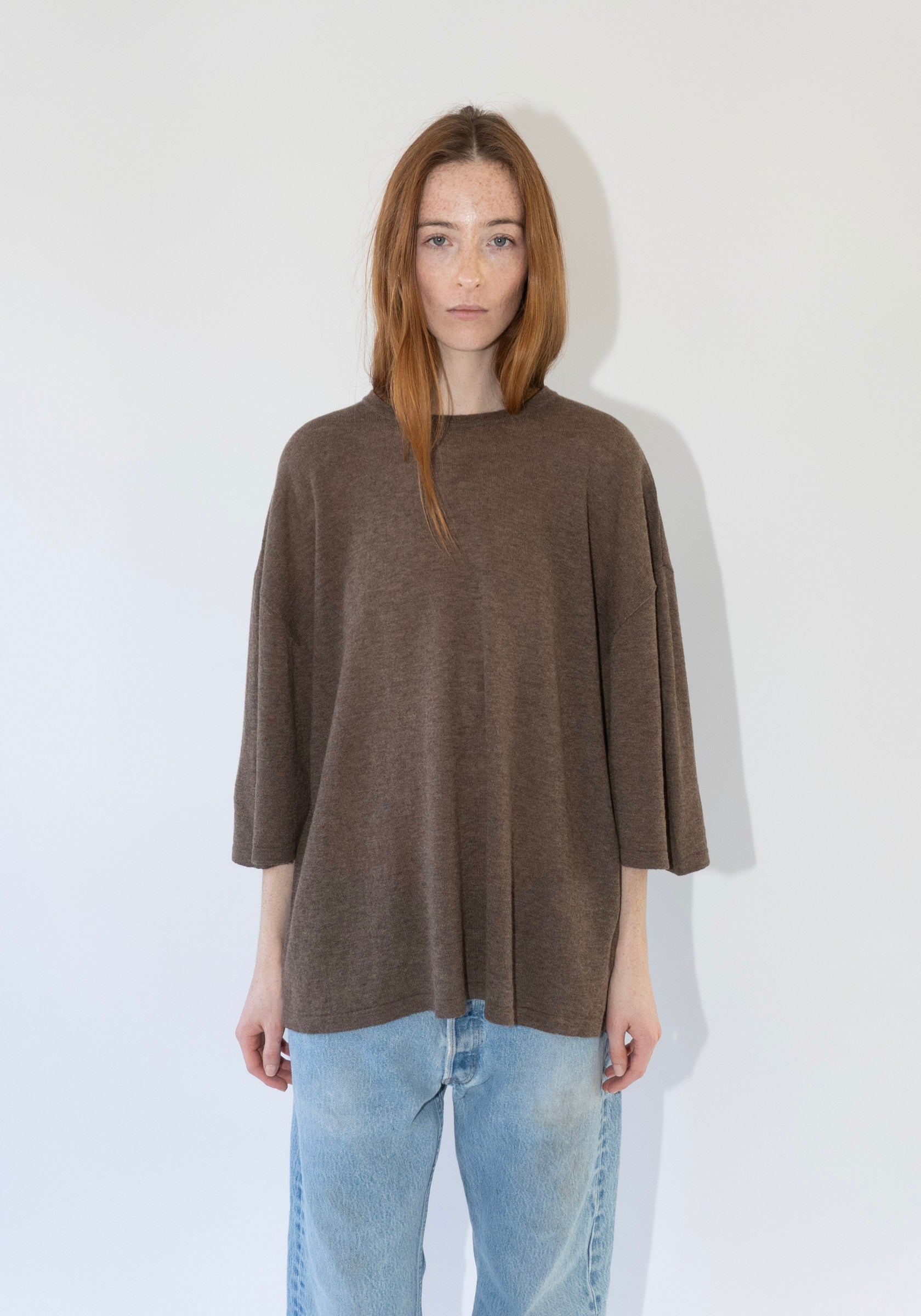 Cordera Merino Wool Oversized T-Shirt in Deep Taupe