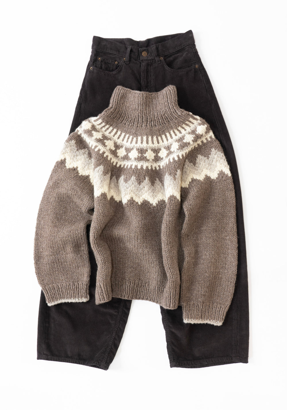 6397 Sedona Hand Knit Sweater in Mink Fairisle