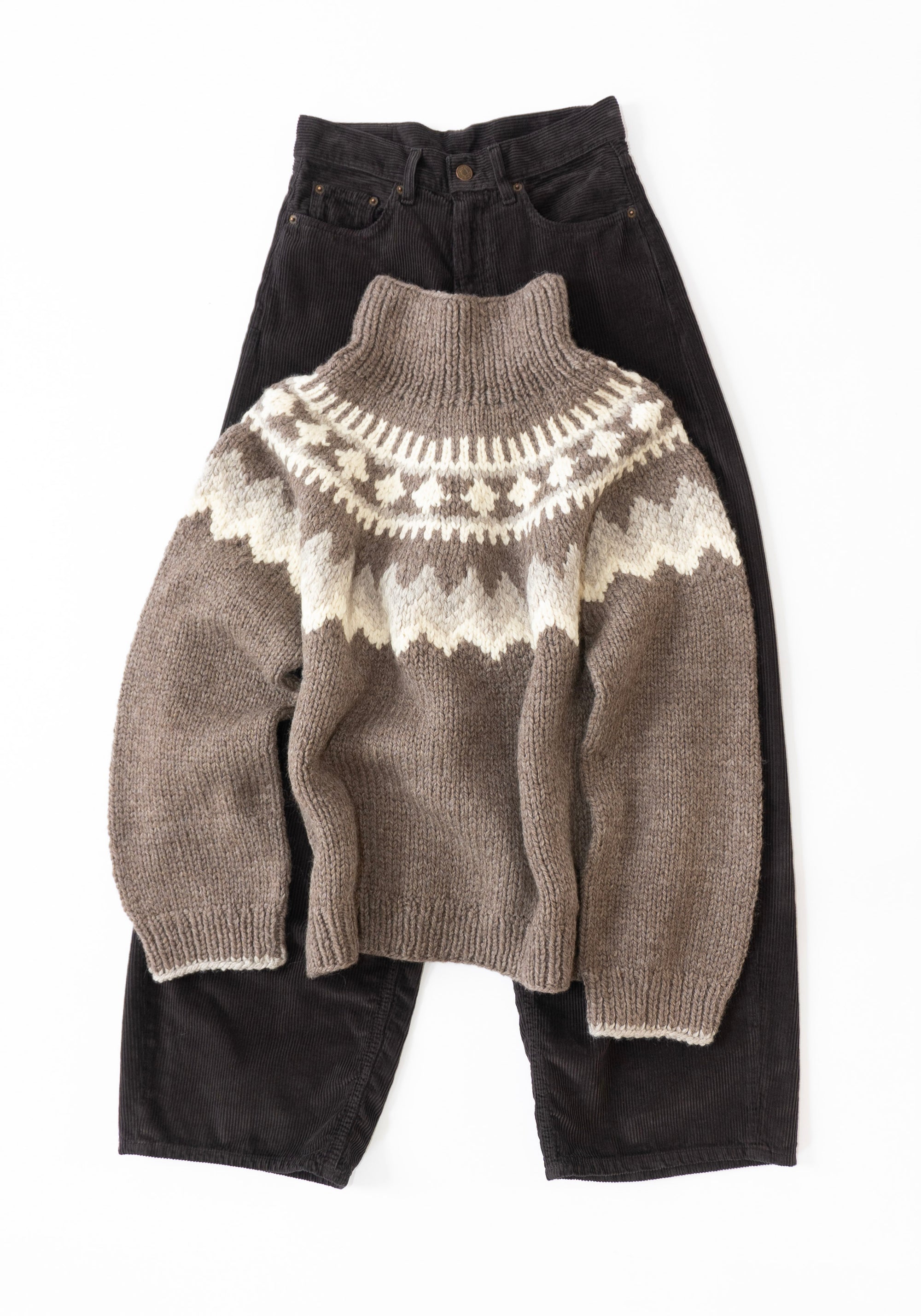 6397 Sedona Hand Knit Sweater in Mink Fairisle