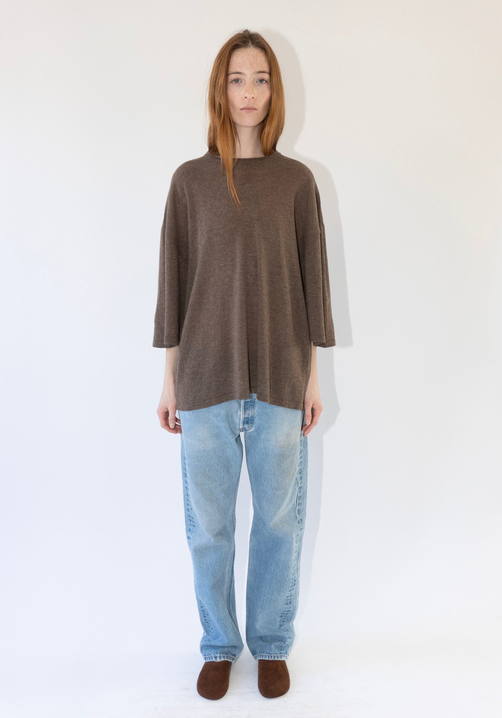 Cordera Merino Wool Oversized T-Shirt in Deep Taupe