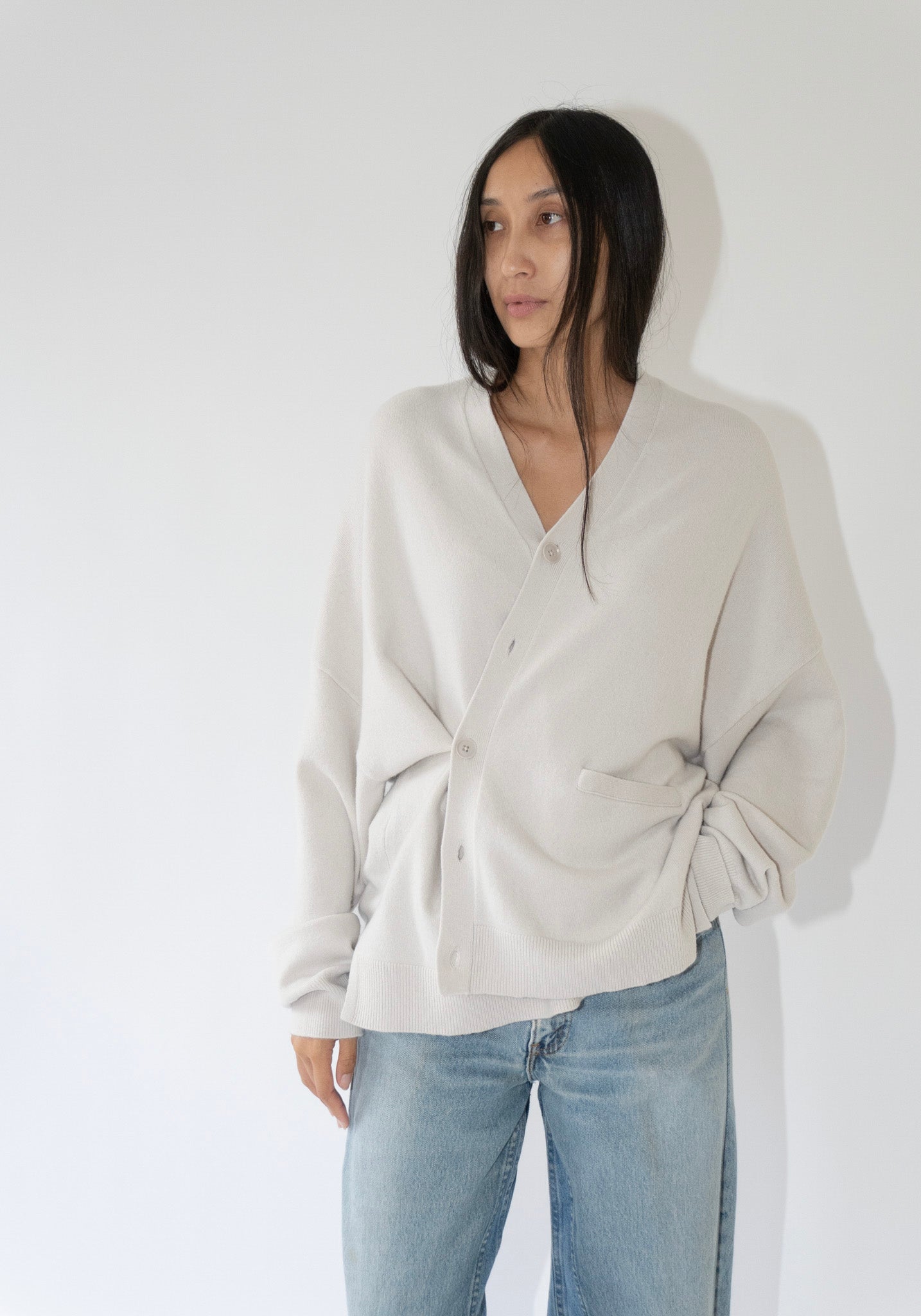 Extreme Cashmere Tokio Cardigan in Chalk