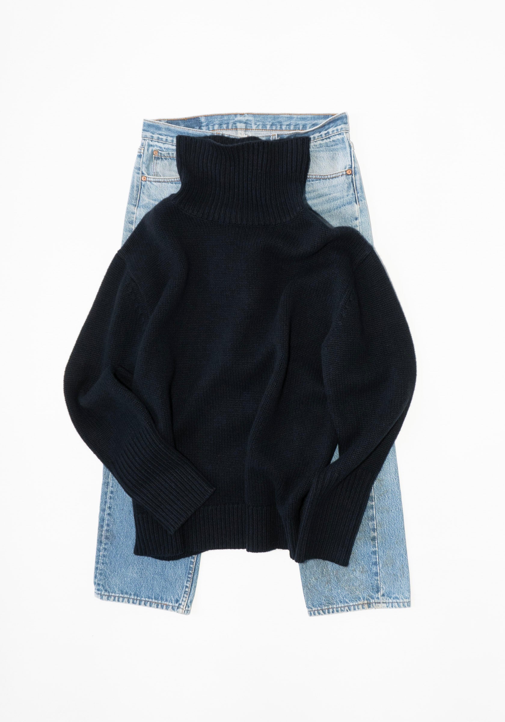 High Neck Longsleeve Sweater in Security Blue