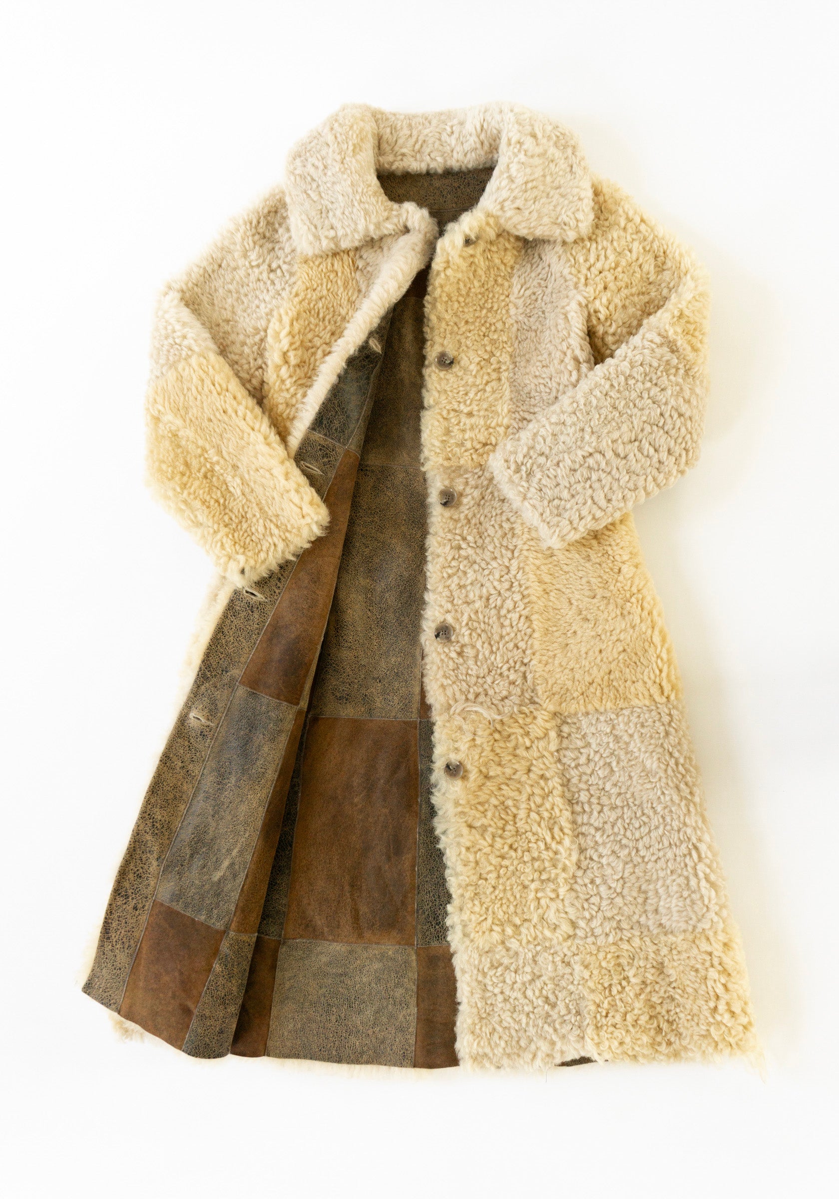 milena silvano albizia patched shearling tonal coat
