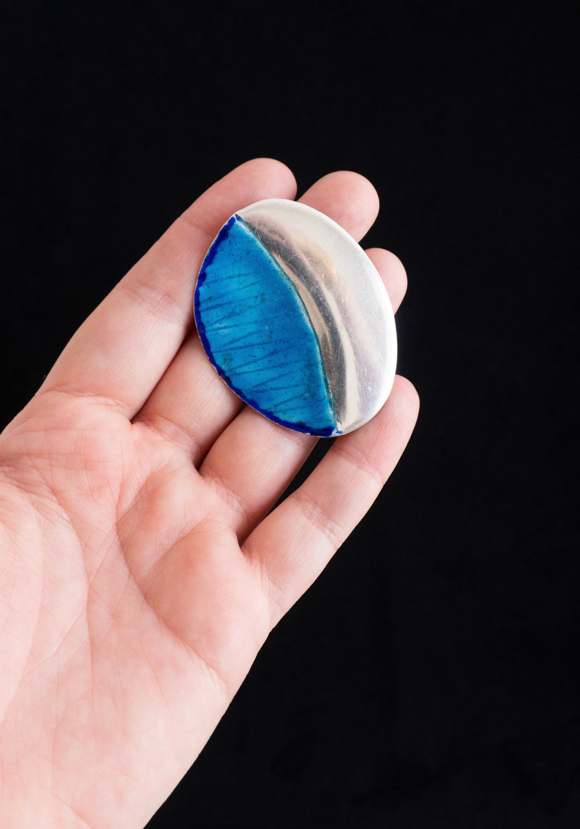 Vintage Modernist Sterling Silver and Enamel Pin