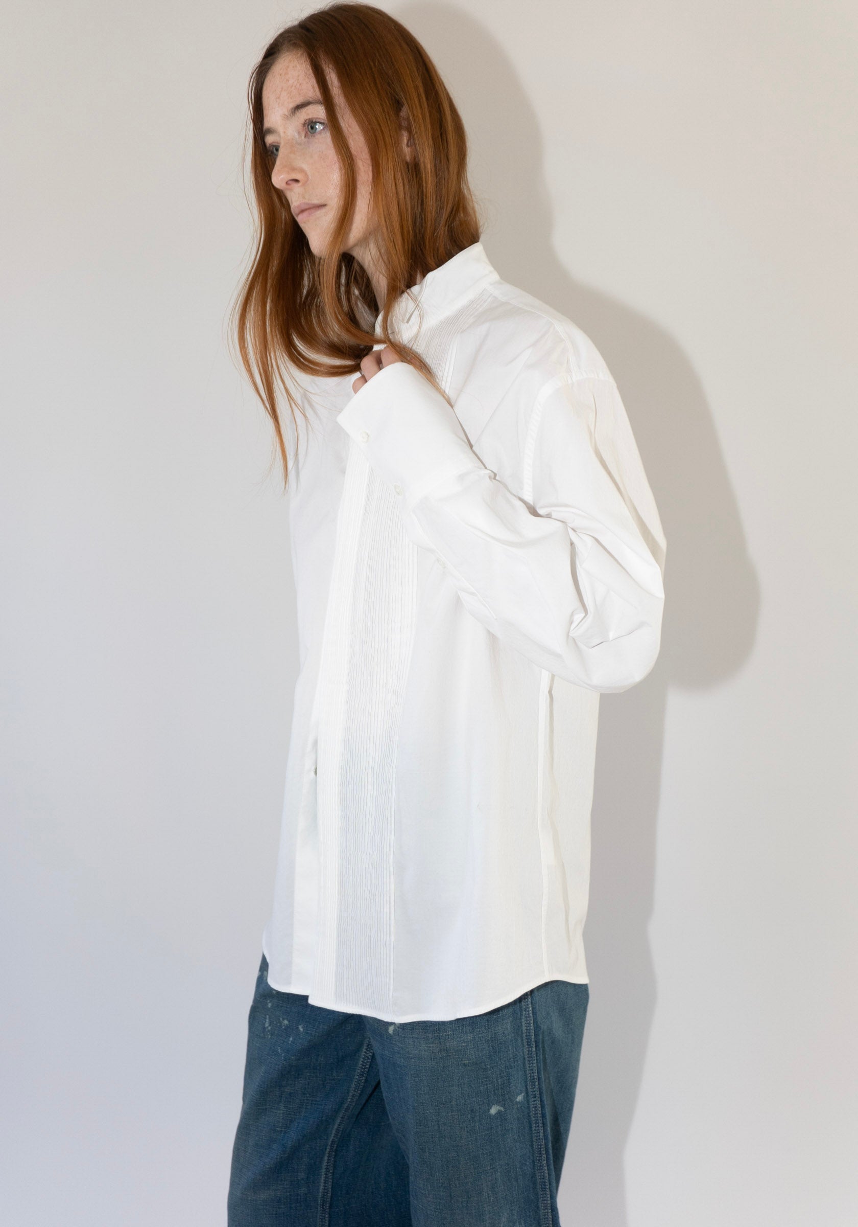 Micro Pleat Formal Shirt in White