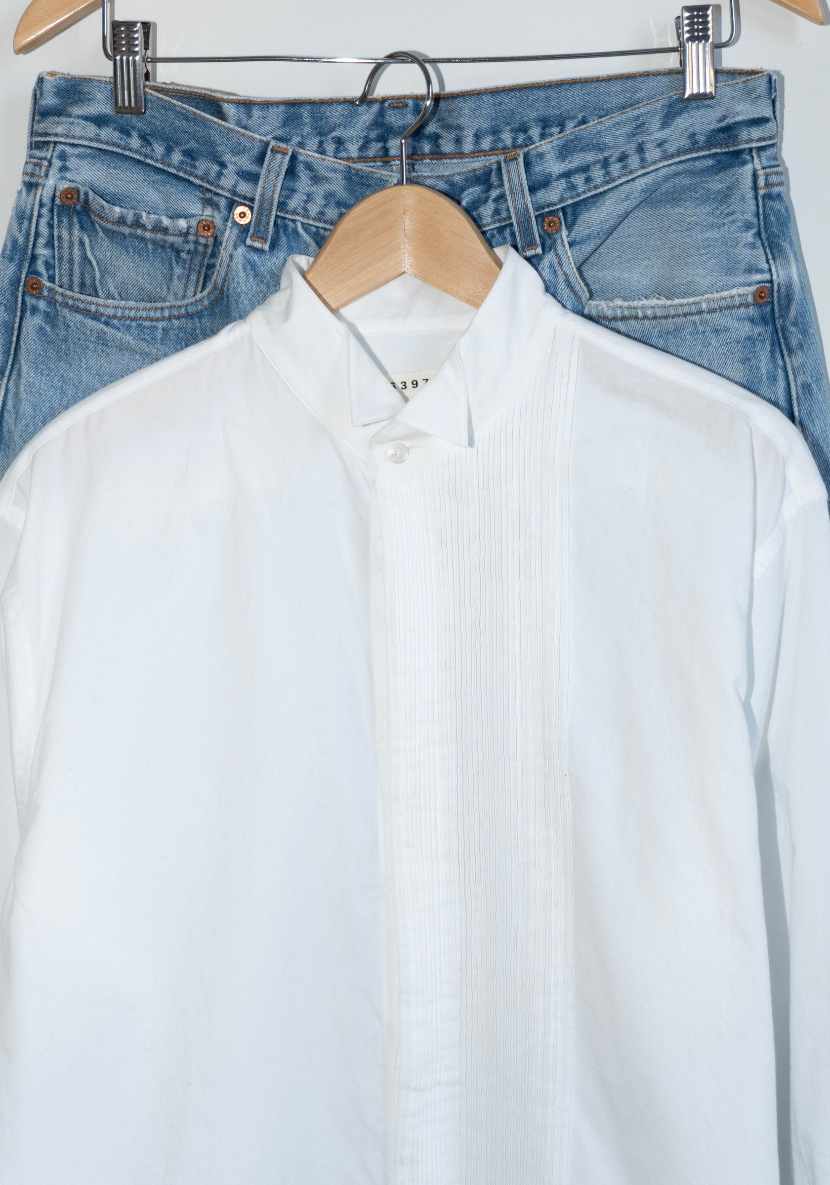 6397 Micro Pleat Formal Shirt in White