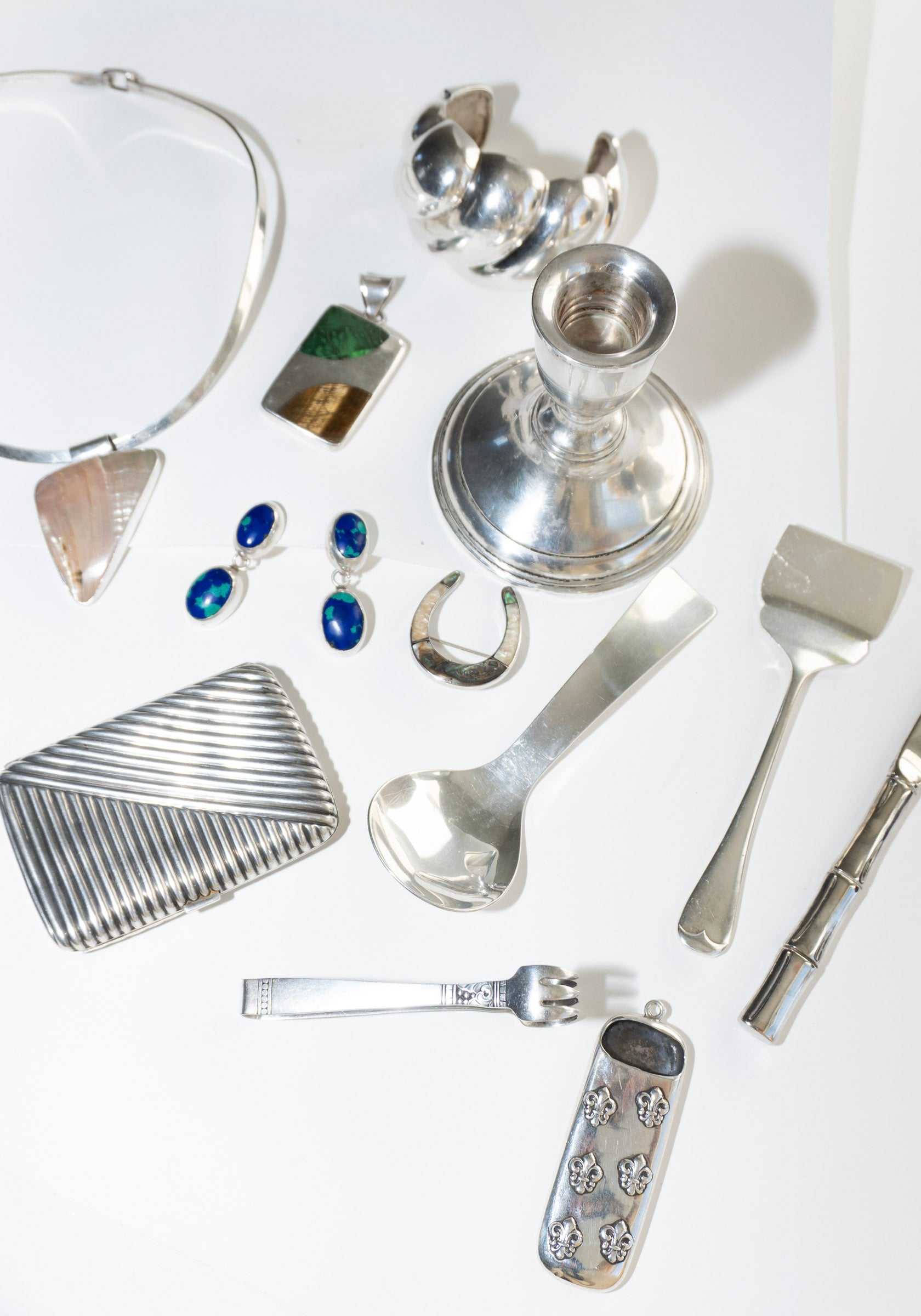 Vintage Sterling Mother of Pearl Triangle Pendant