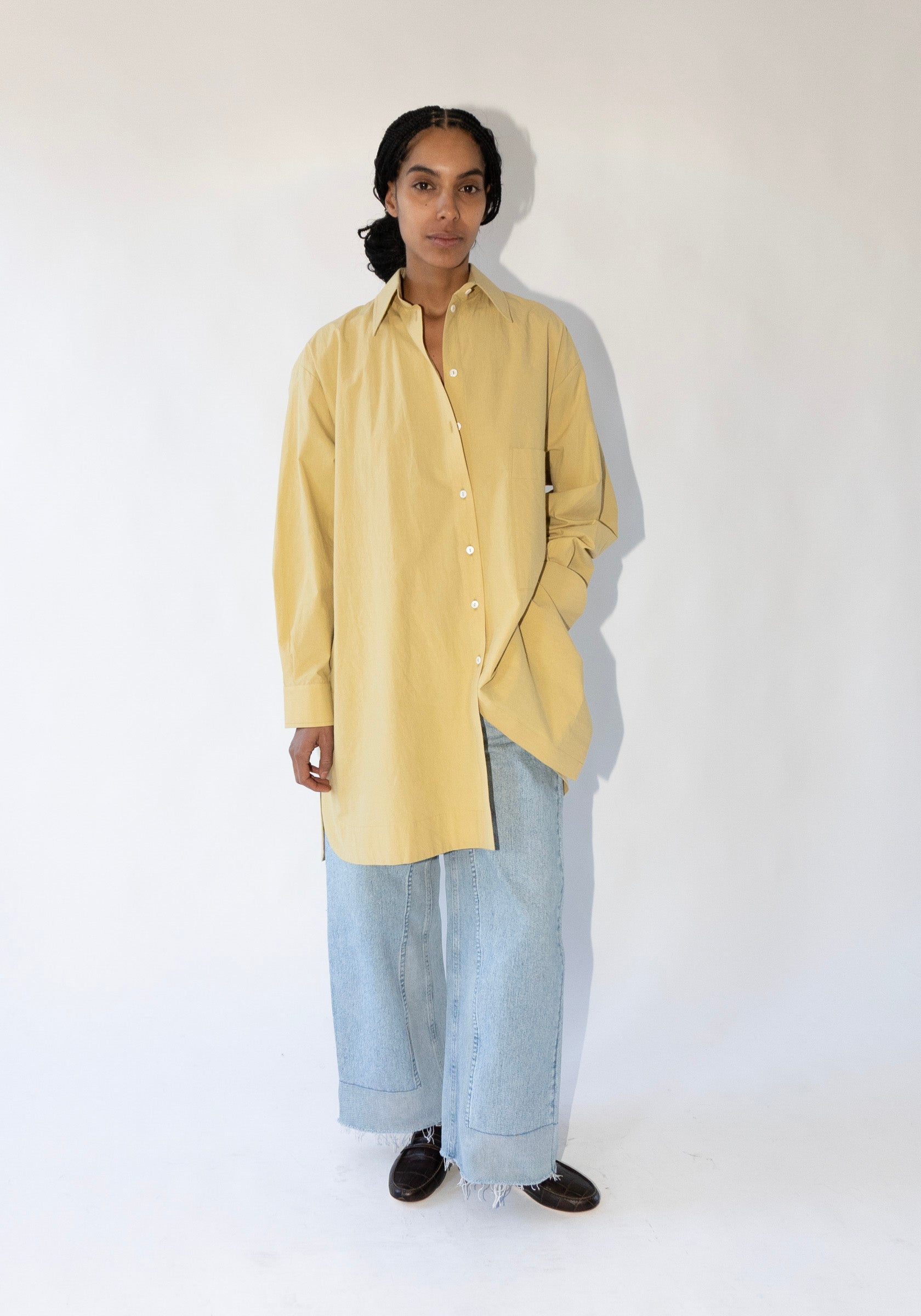 Cotton Big Shirt in Celery