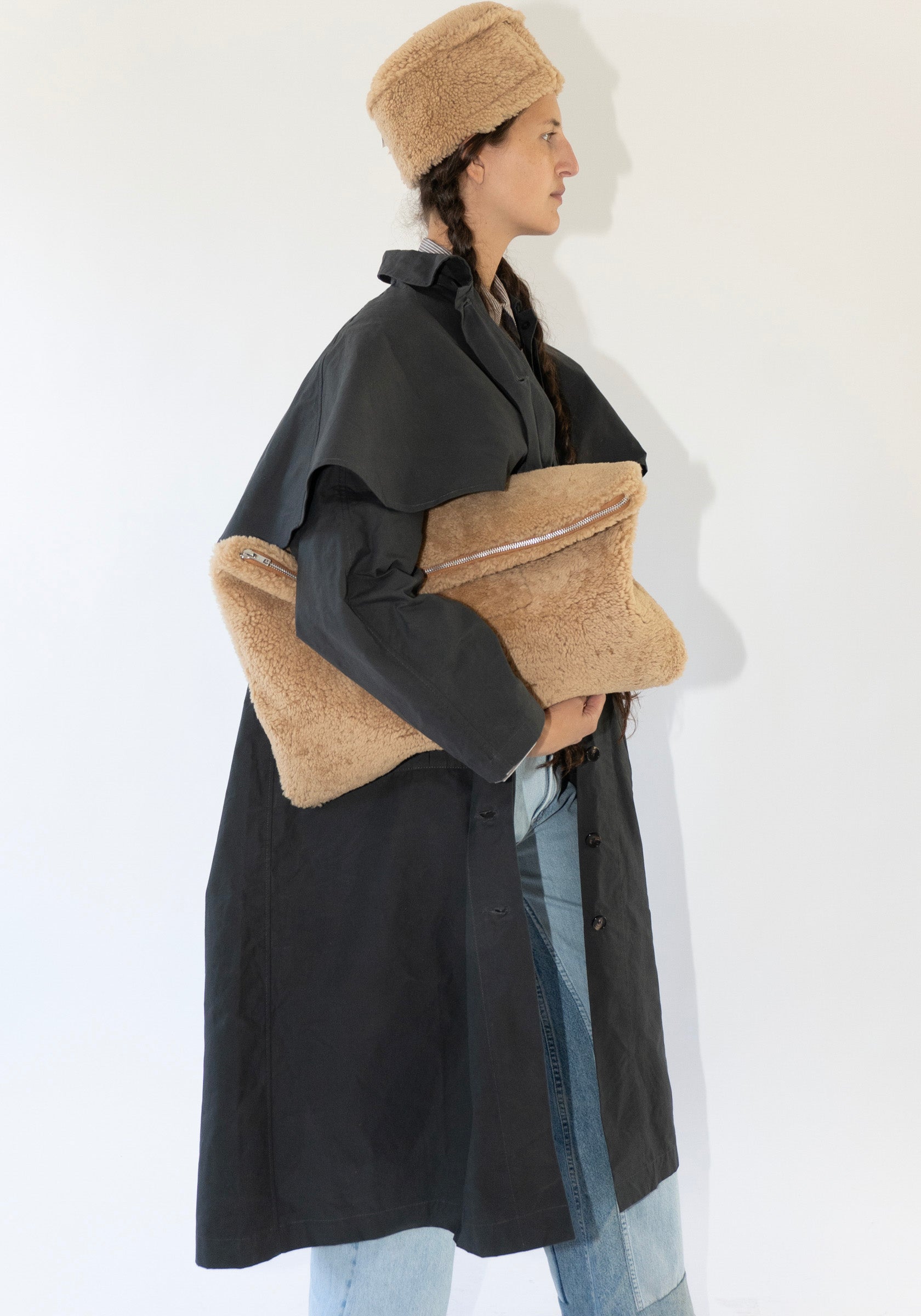 Cawley Leather Pill Box Hat in Tan