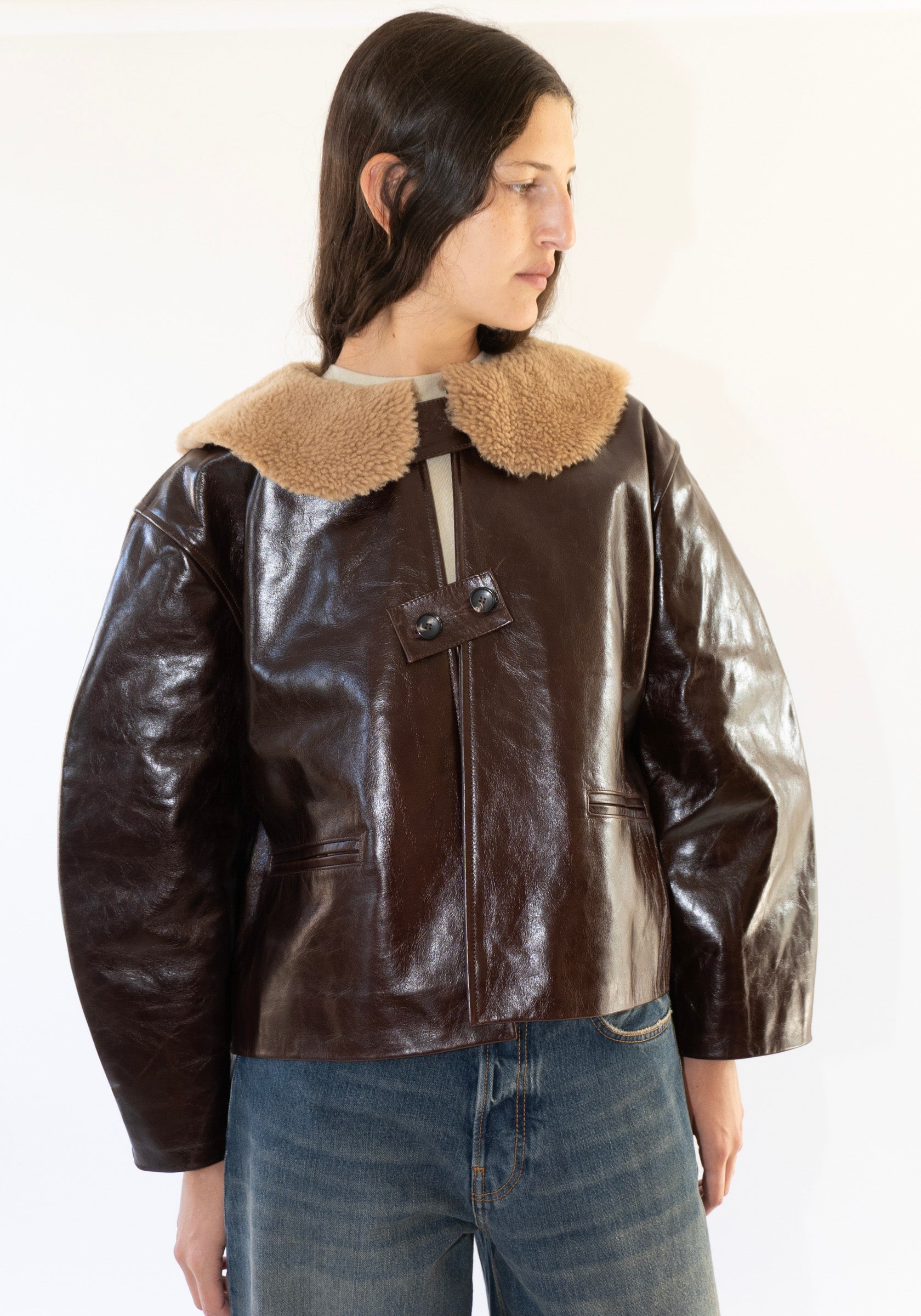 Leather Ellie Jacket in Canada Brown