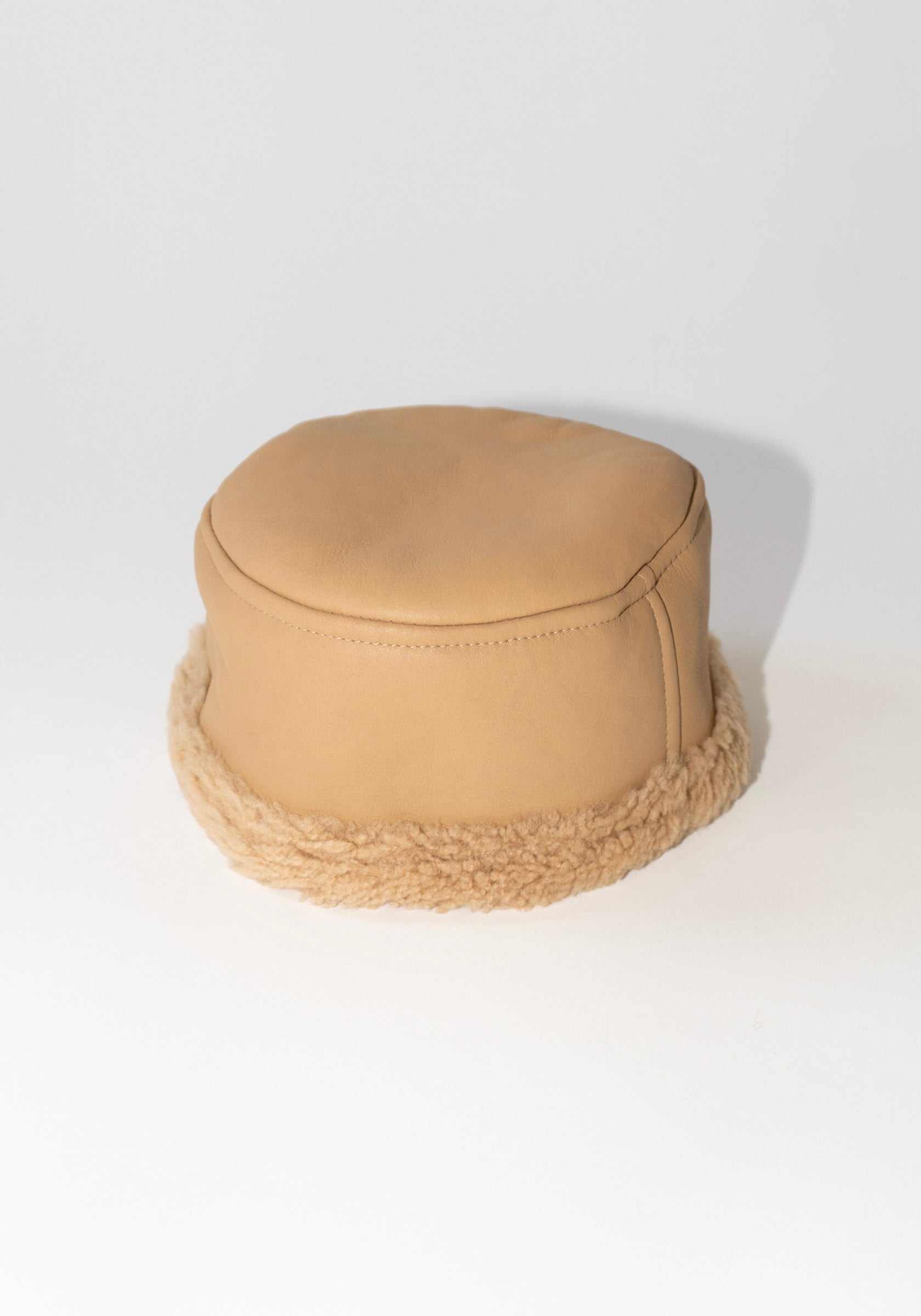 Cawley Leather Pill Box Hat in Tan