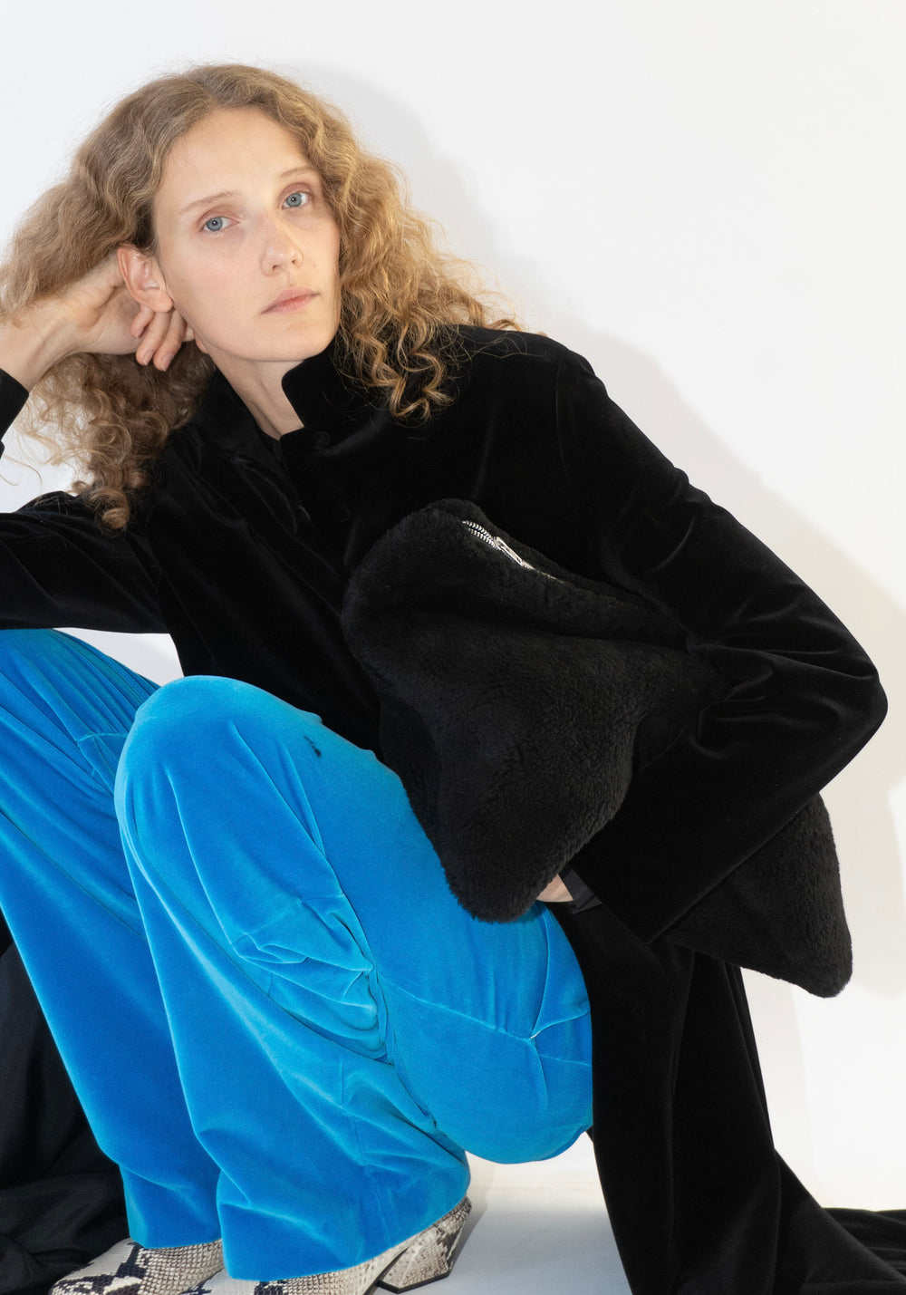 Sheepskin Clutch Bag in Black