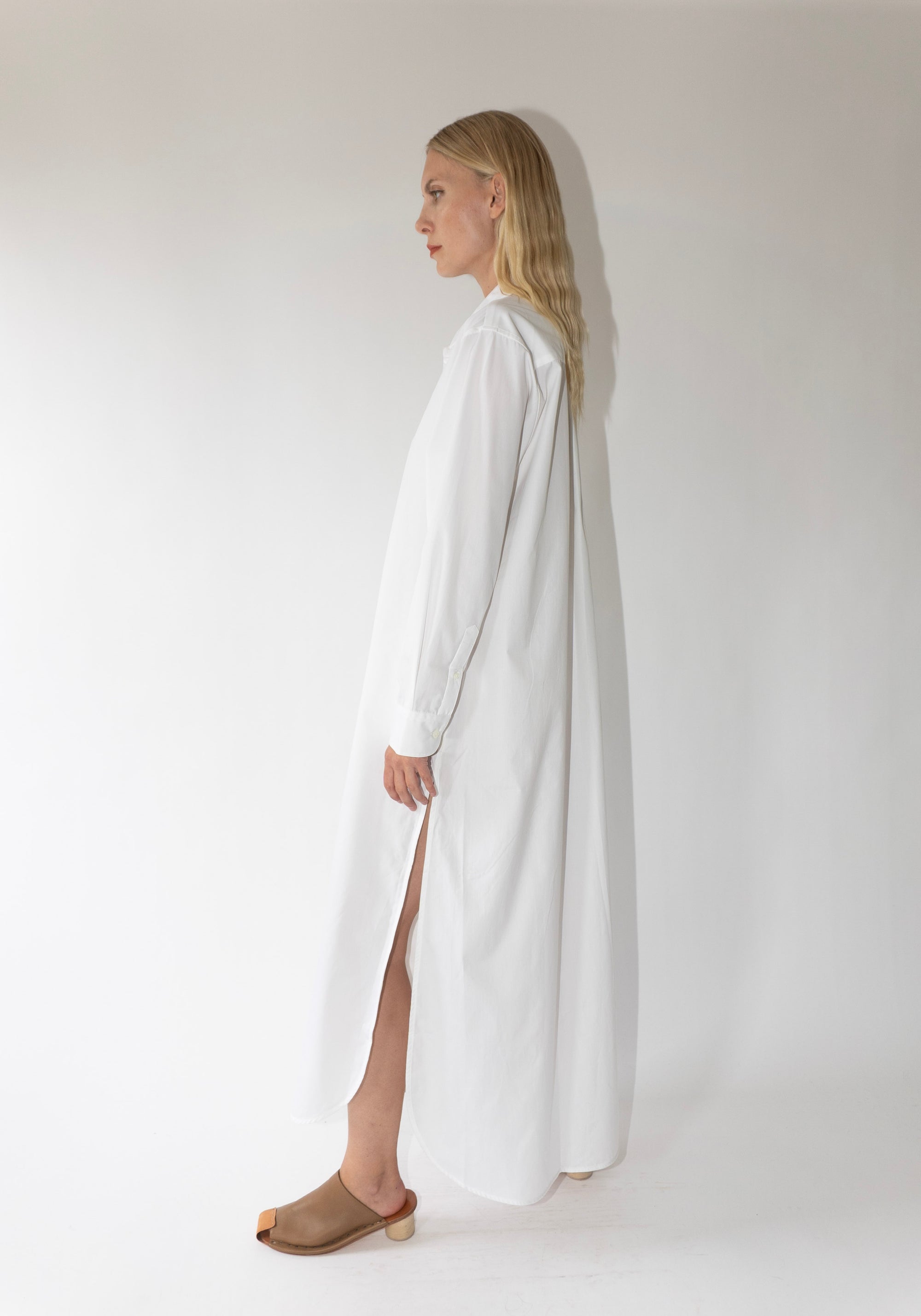 Comme Si Shirt Dress Cotton Poplin in White
