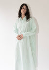 Cristaseya Maxi Shirt Dress in White and Green Stripes