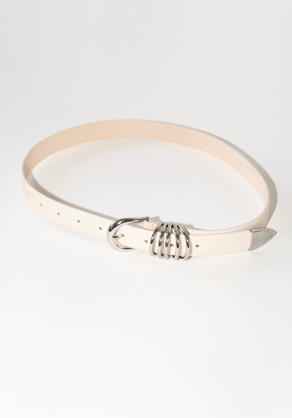 Dehanche Hollyhock Leather Belt in Ivory