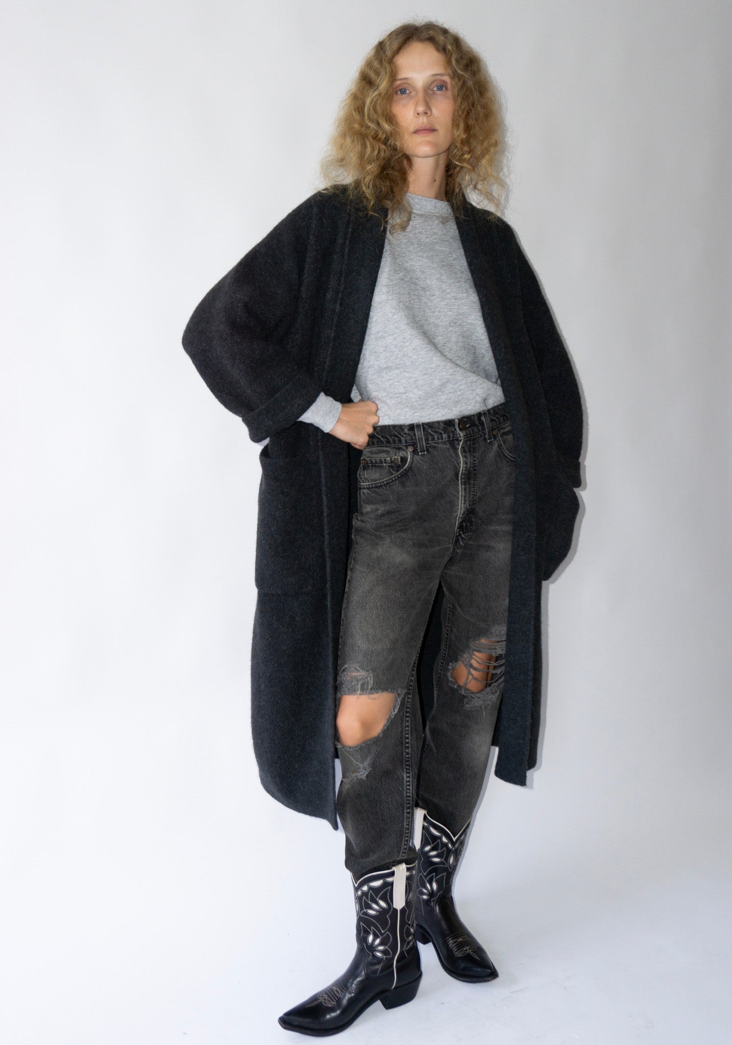 Lauren Manoogian Double Face Long Coat in Ink