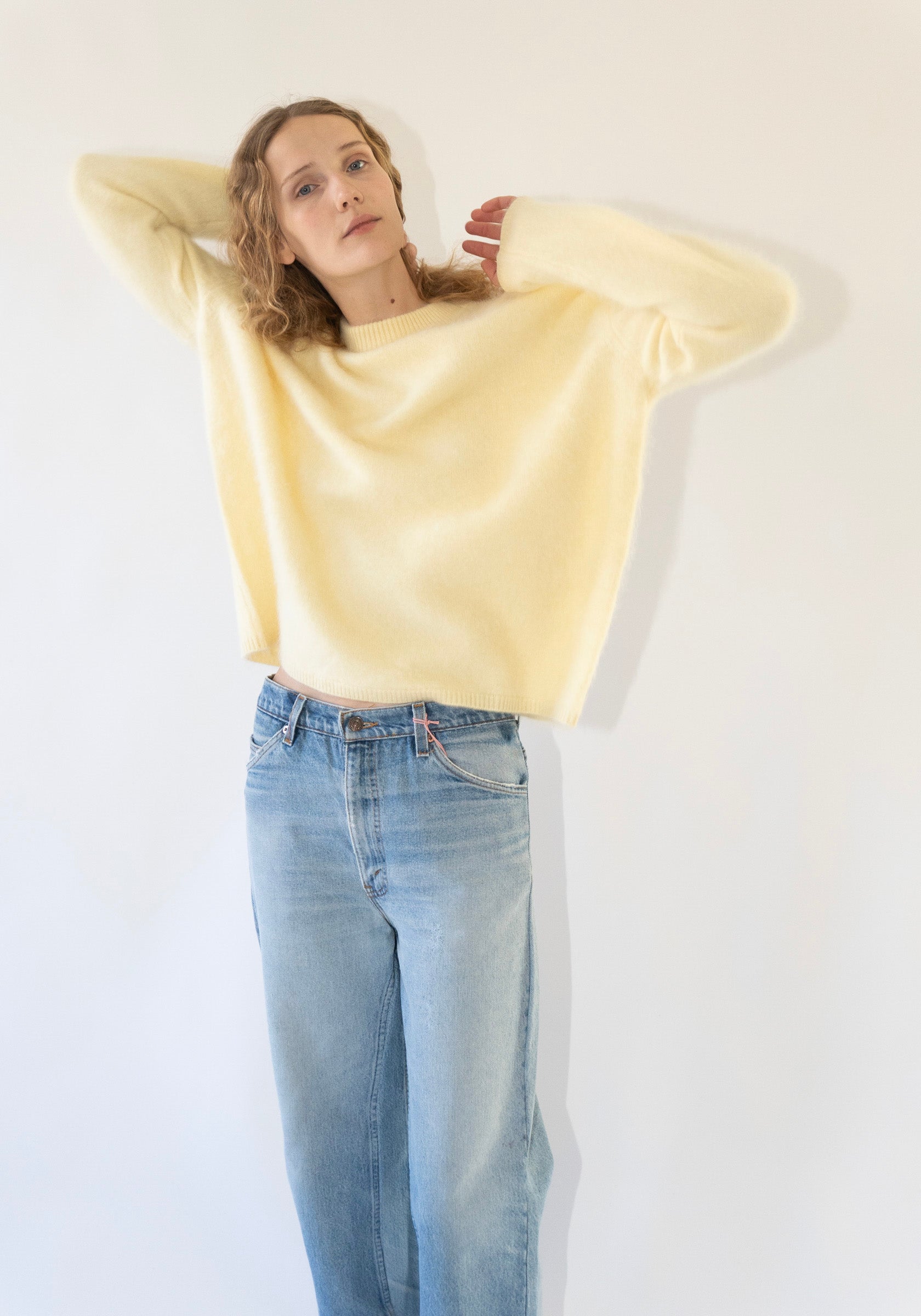 Natalia Brushed Cashmere Sweater in Butter