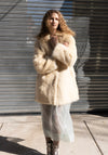 Ruben Mid Length Shearling Coat in Butter