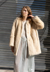 Ruben Mid Length Shearling Coat in Butter