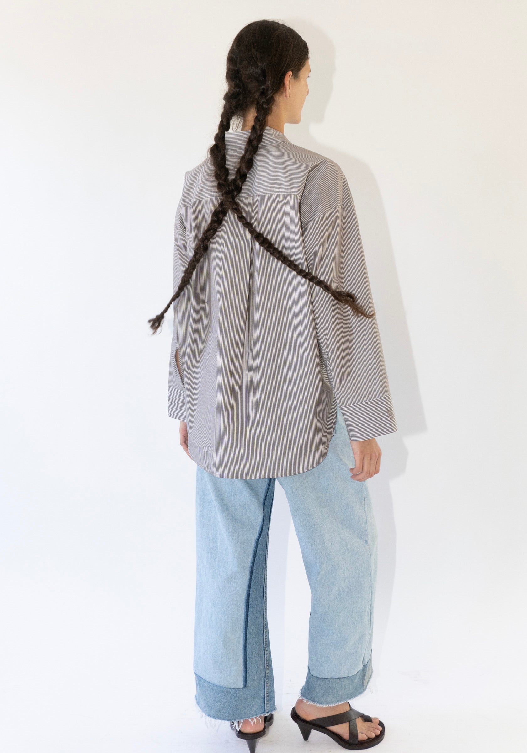 Malene Birger Derris Shirt in Thin Brown Stripe