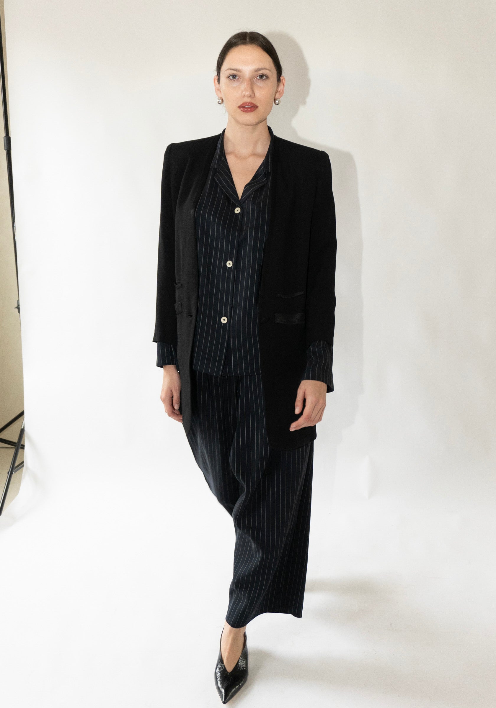 Shaina Mote Pajama Pant in Navy Pinstripe