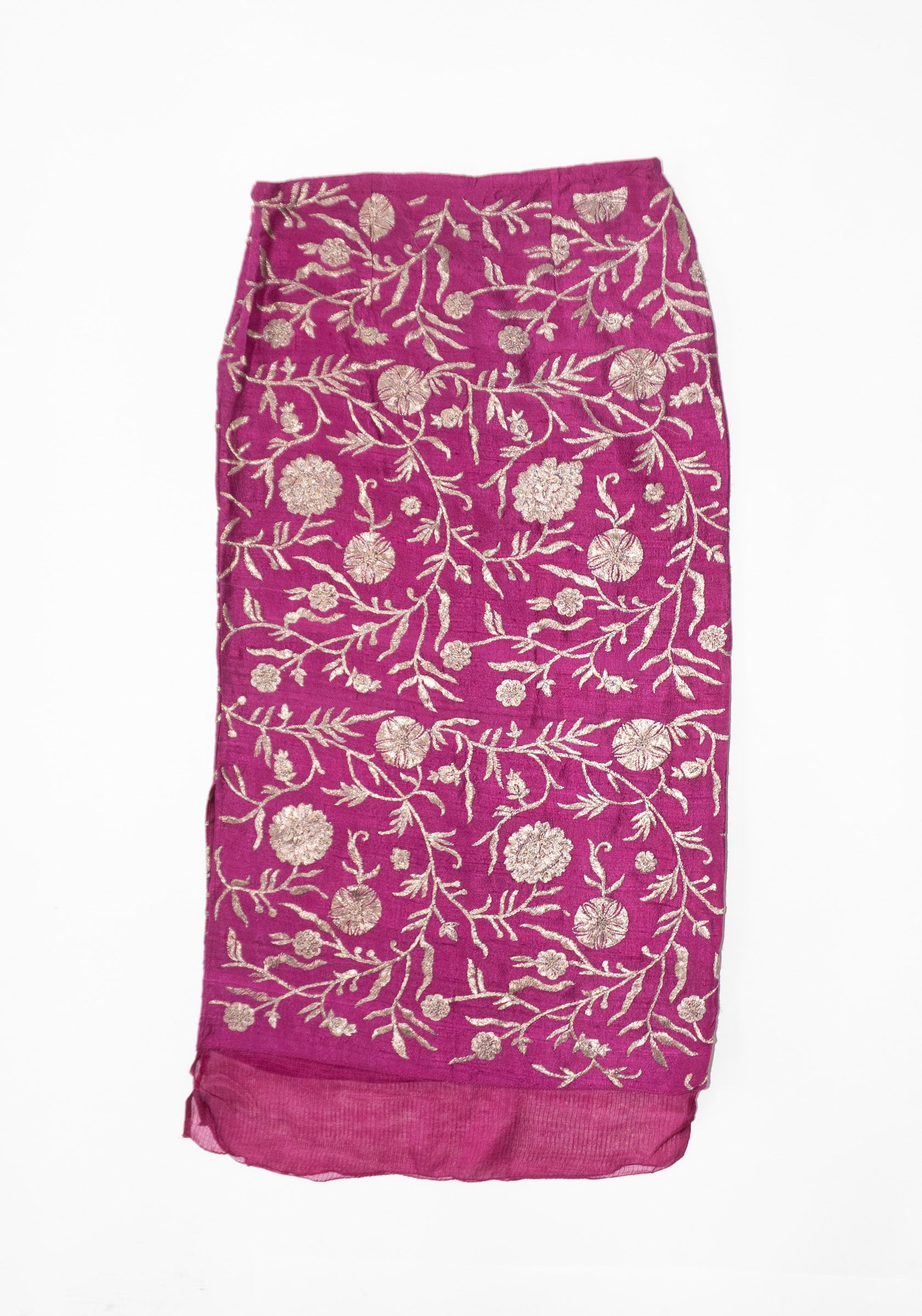 Kasab Slip Skirt with Kota in Magenta