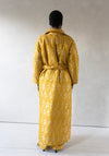 Silk Brocade Puffy Overcoat in Yellow