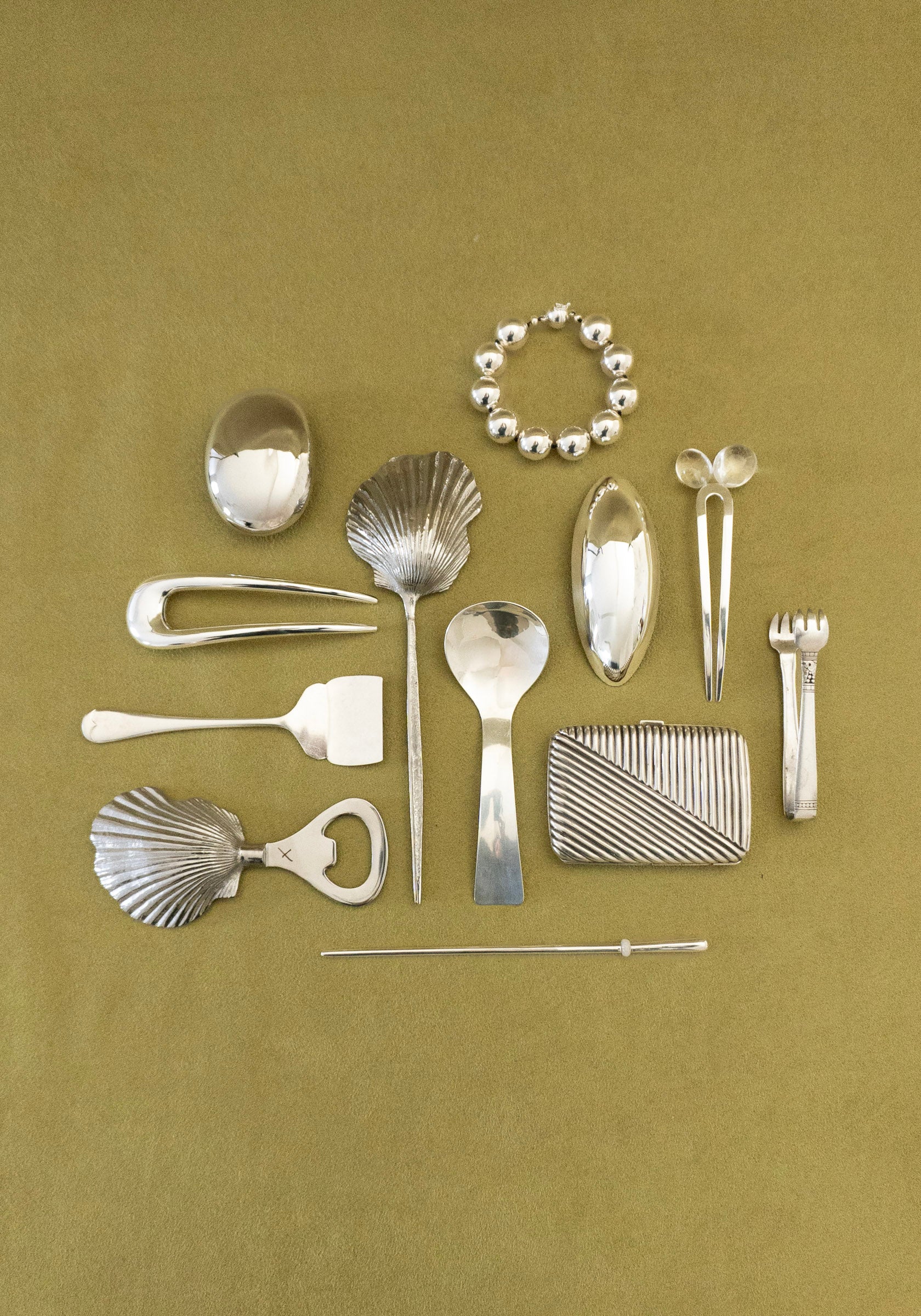 Shell Serving Spoon in Silver