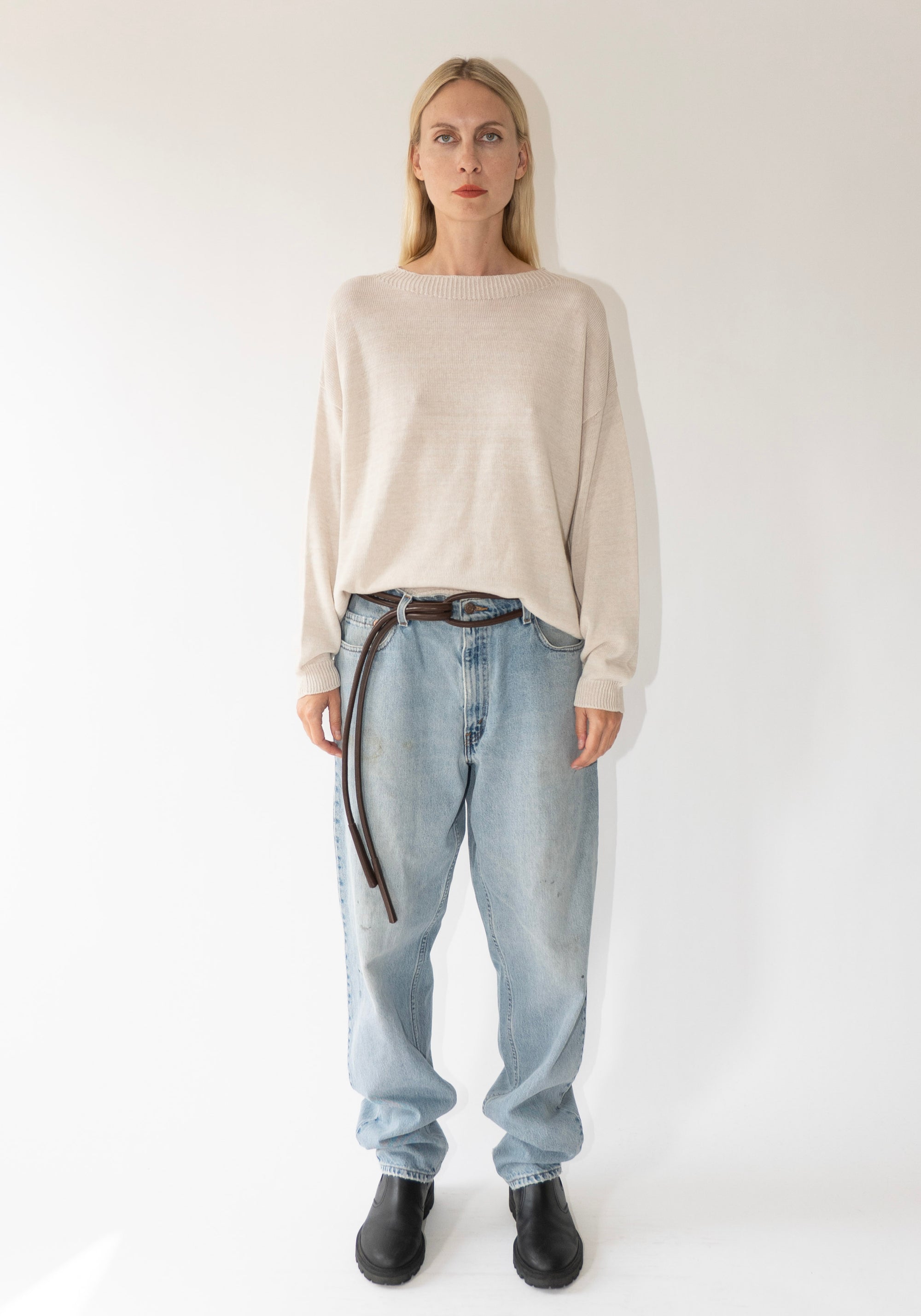 Francie Pebble Knit Sweater in Creme