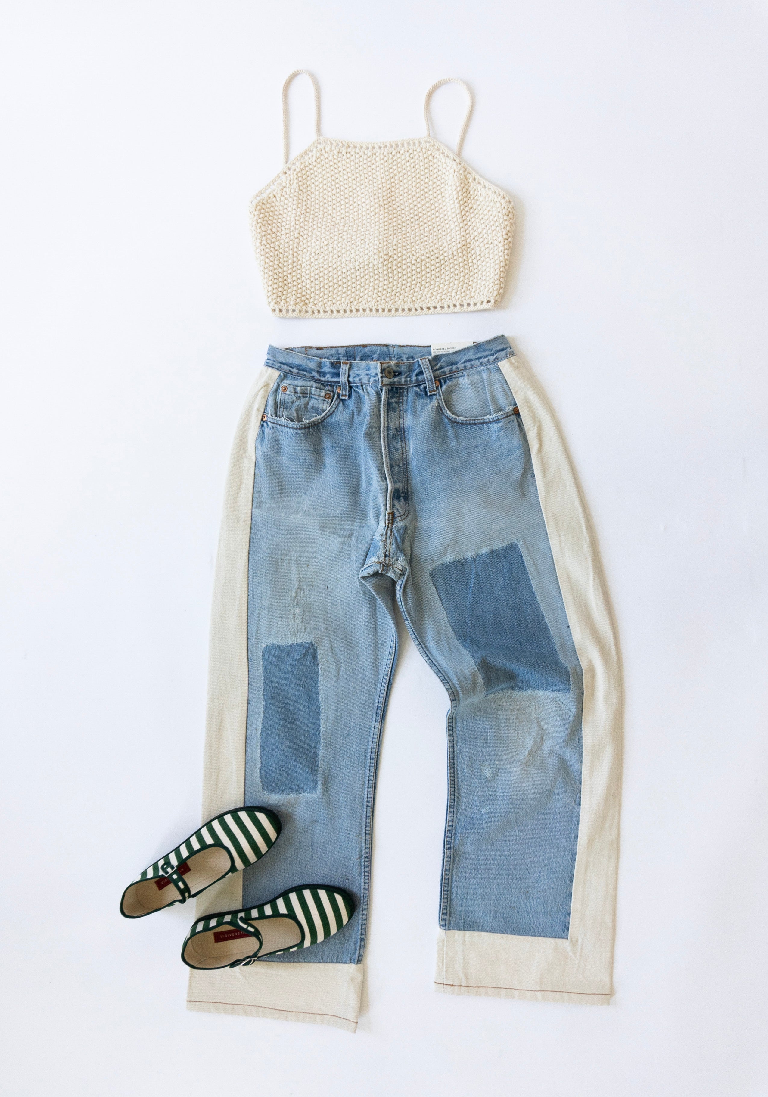 B Sides Vintage Reworked Slouch Jean In Indigo And Natural – VESTIGE