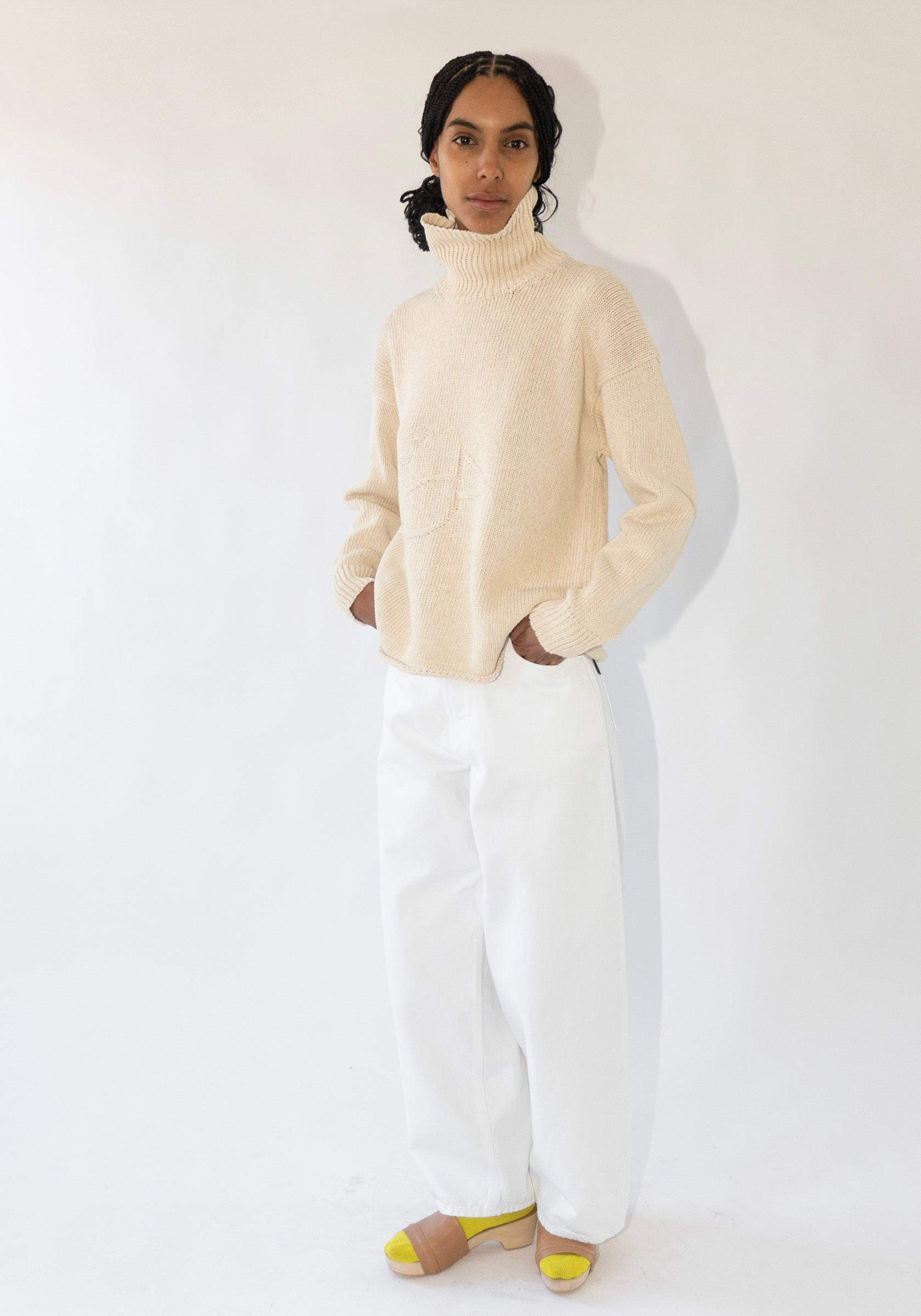 Cotton Rollneck with Fish in Ecru