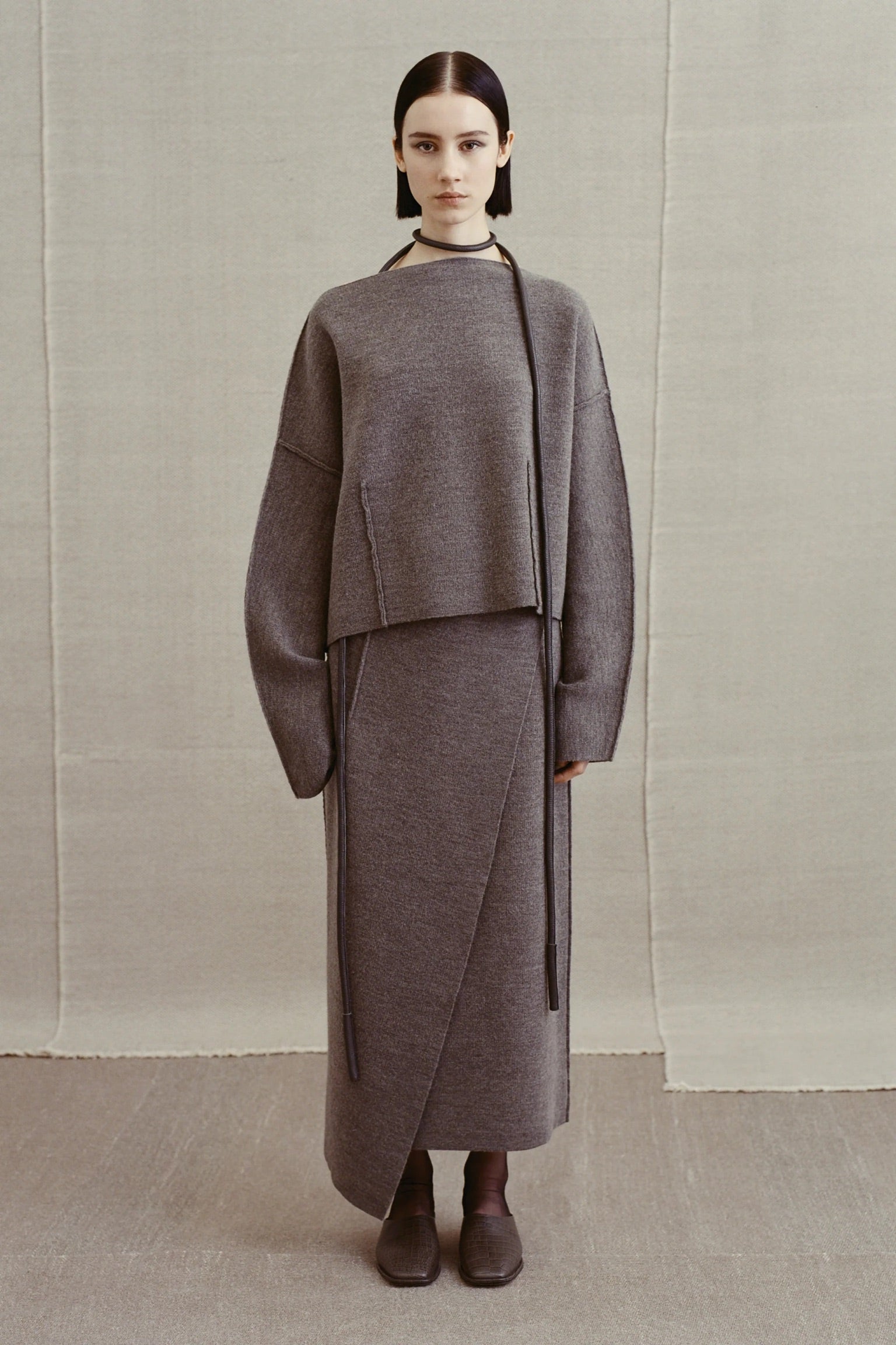 Double Knit Blanket Skirt in Cinder