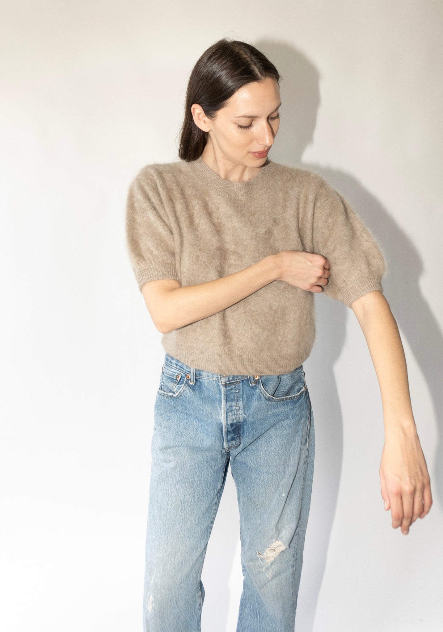 Lisa Yang Juniper Sweater in Mole Brushed