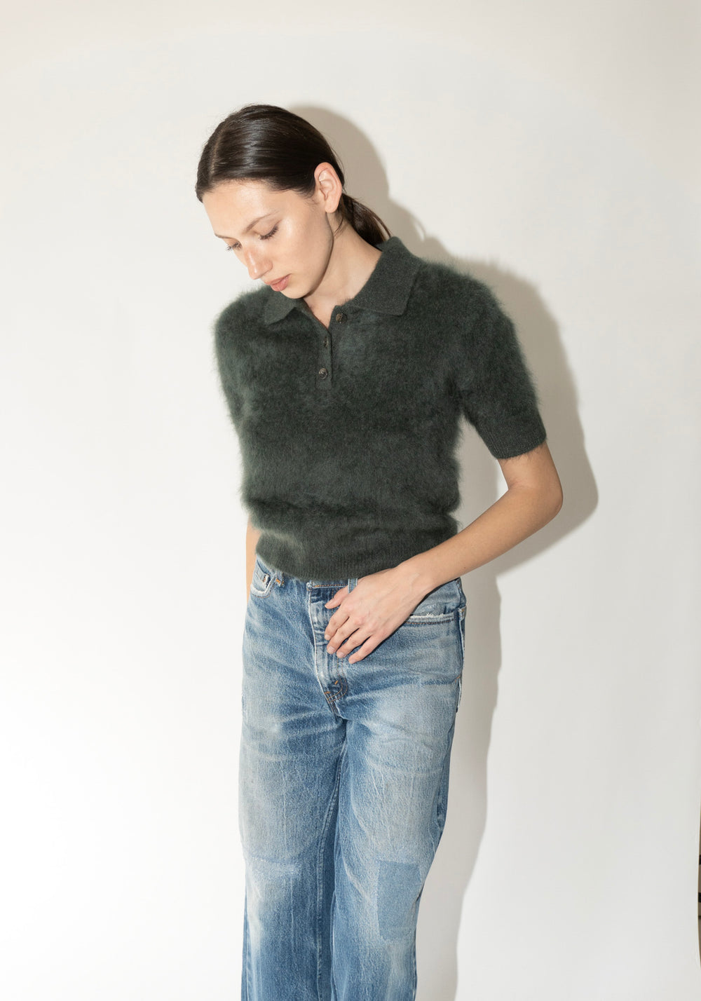 Lisa Yang Carolyn Sweater in Olive Brushed