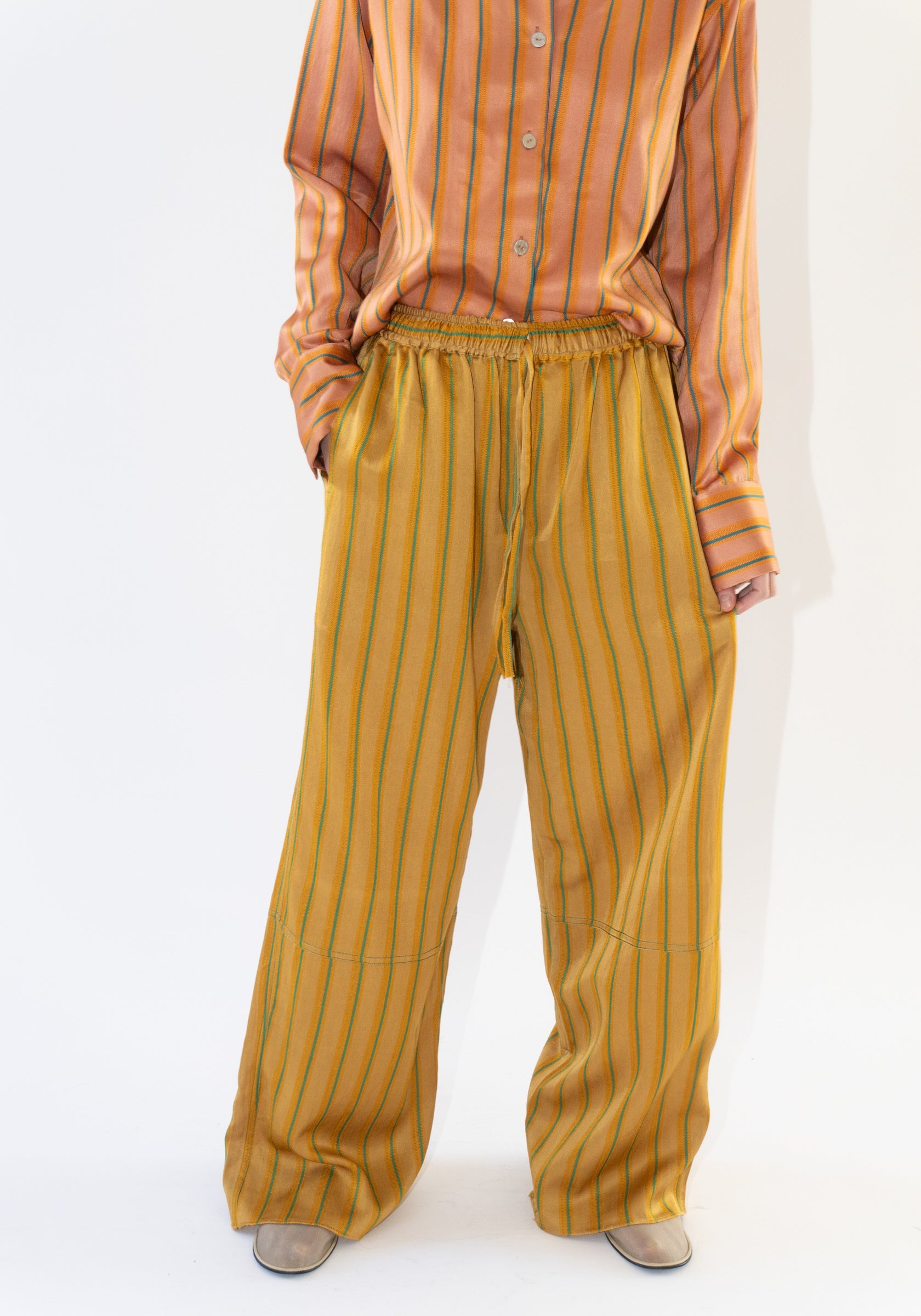 Tigra Tigra Stripe Drawstring Pant in Yellow Stripe